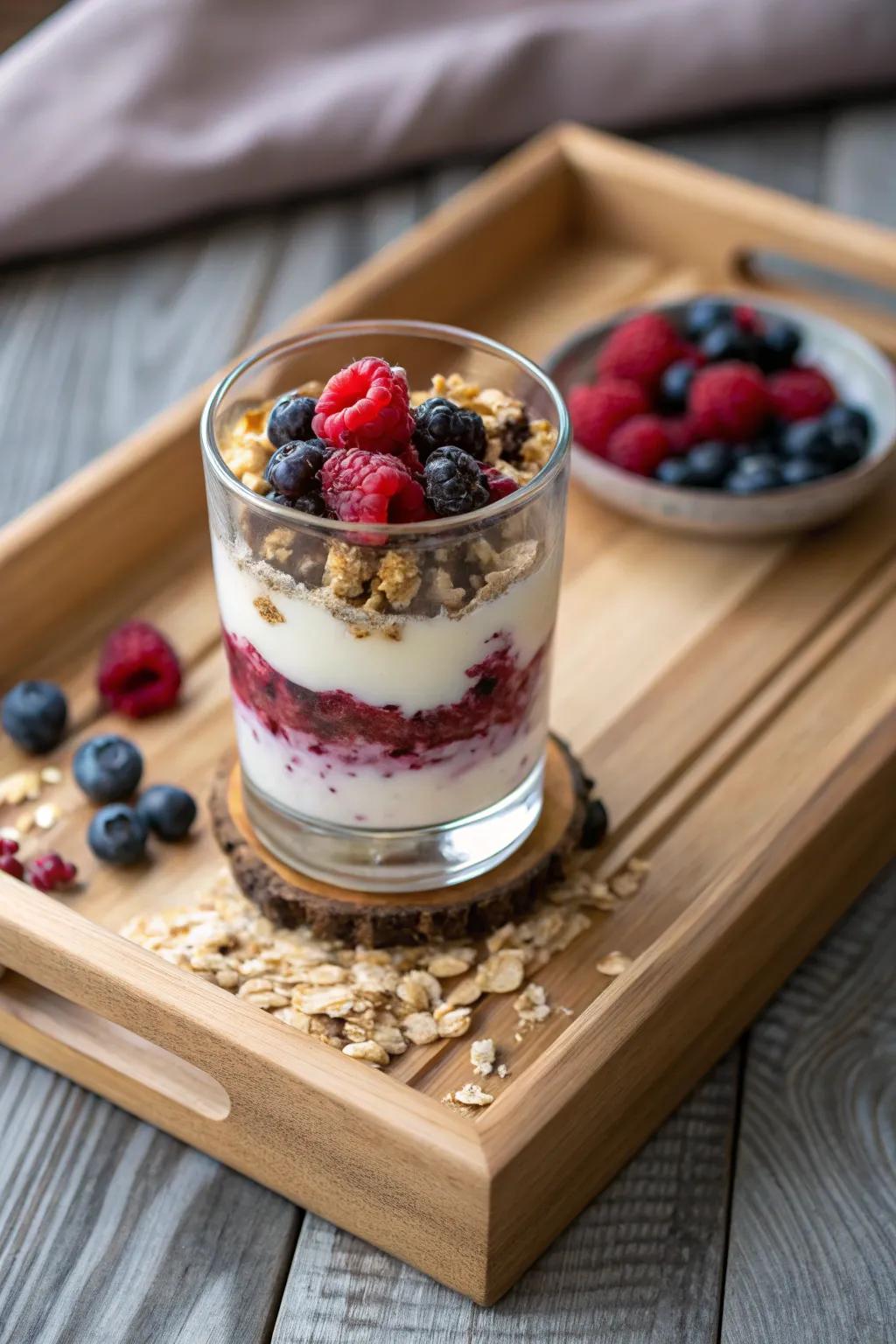 A yogurt parfait is both nourishing and delightful.