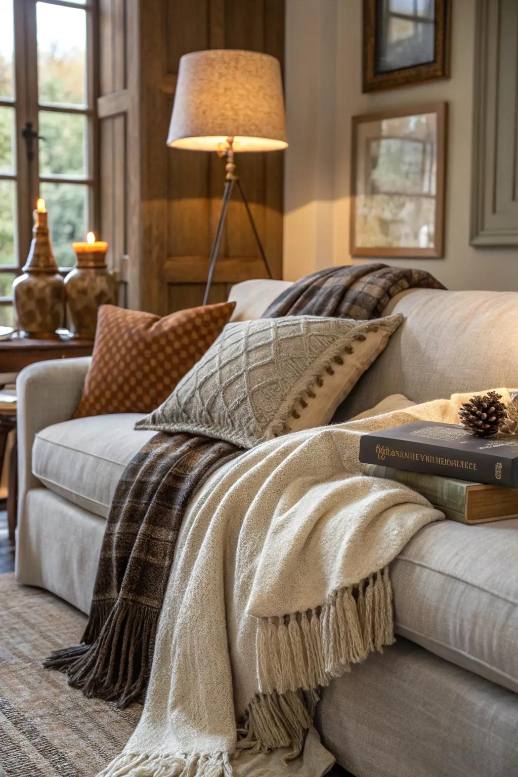 Layered textures add depth and warmth.