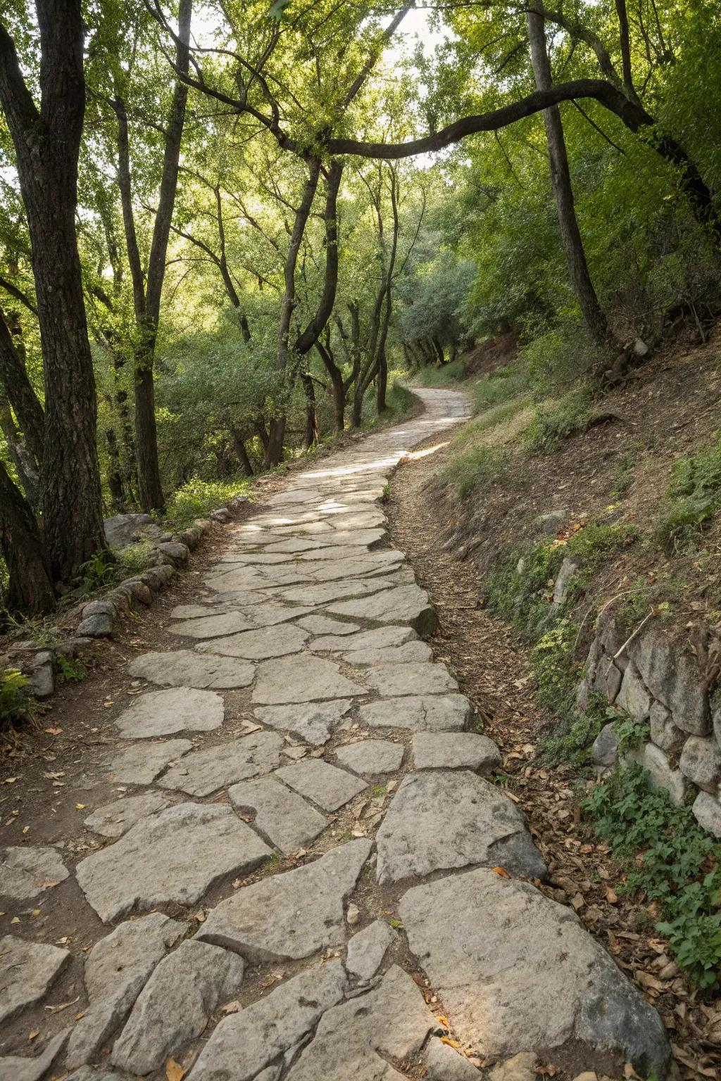 Irregular stones create a rustic and natural path.