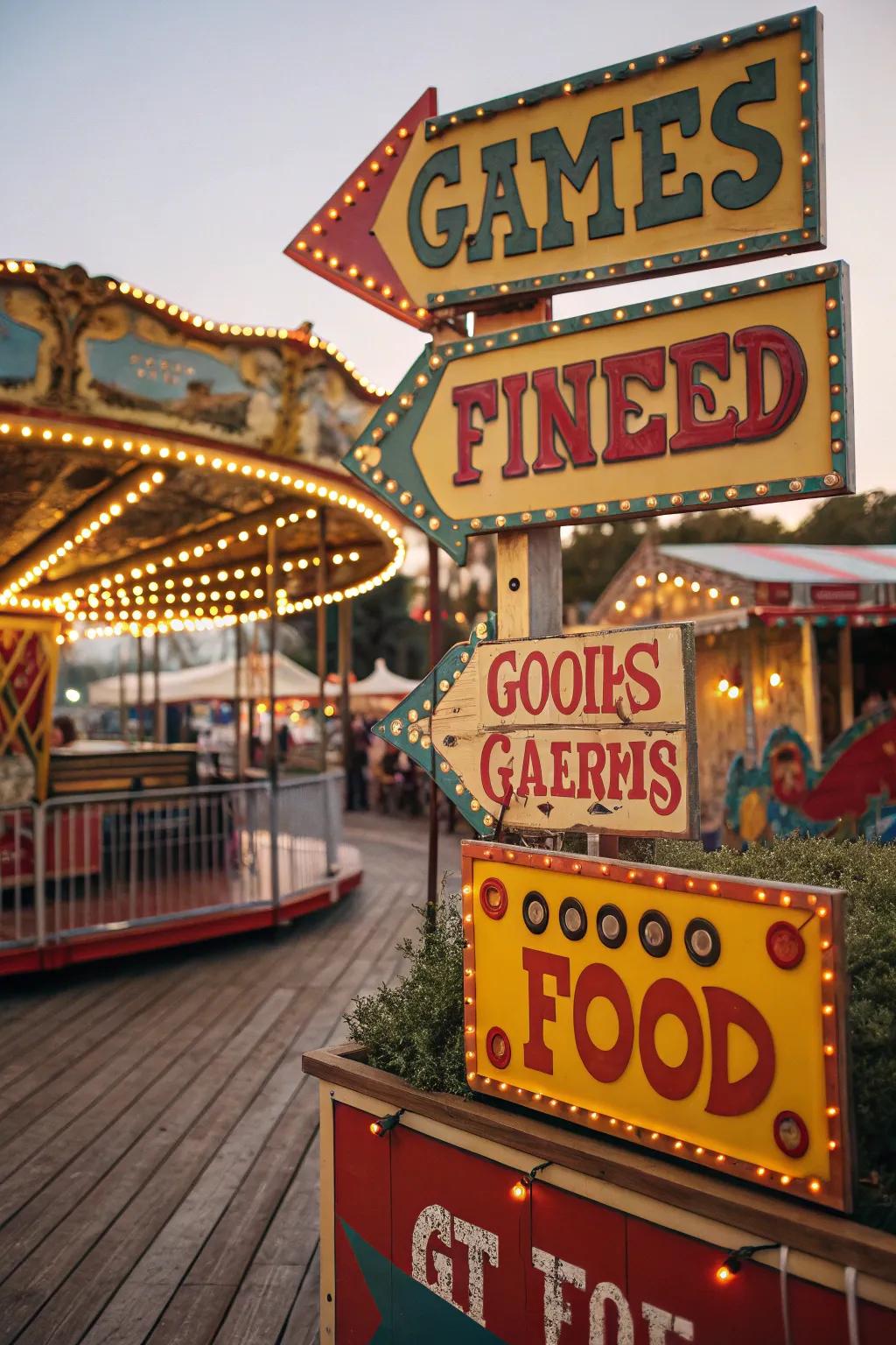 Vintage signage adds charm and guidance.