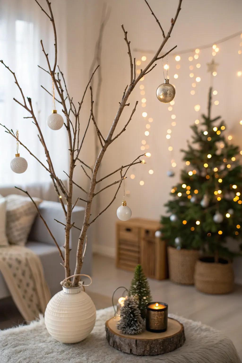 Branches as a festive holiday decoration.