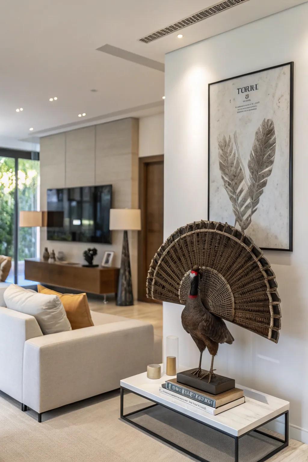 A minimalist mount that lets the beauty of the turkey fan shine.