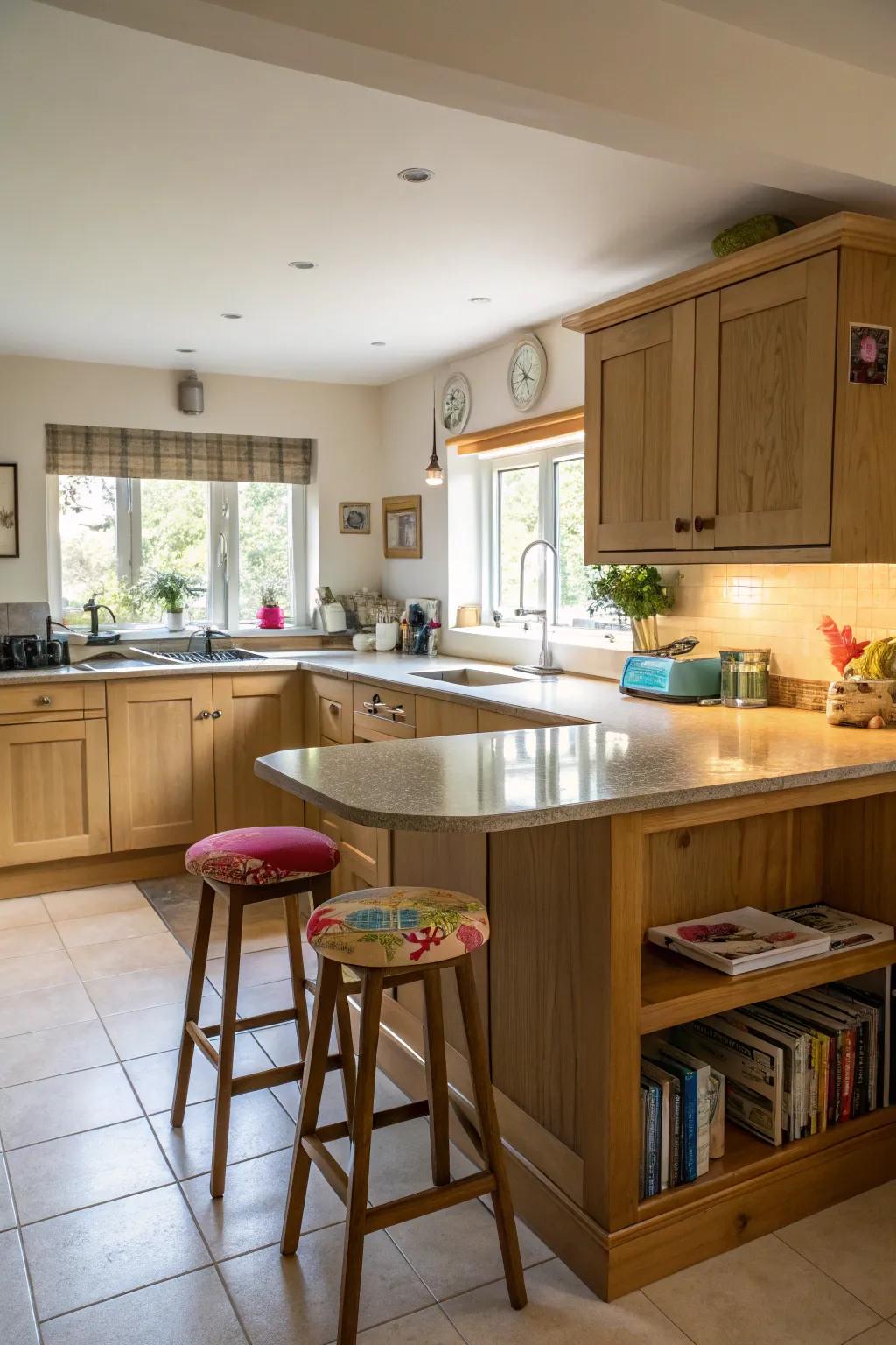 A breakfast bar transforms your kitchen into a social hub for family and friends.