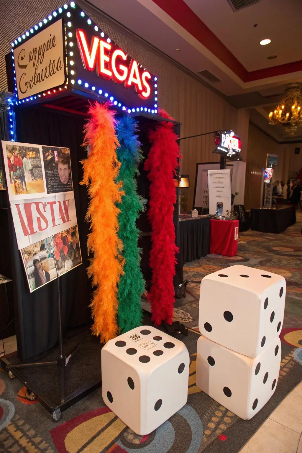 A Vegas-themed photo booth is perfect for capturing fun memories.