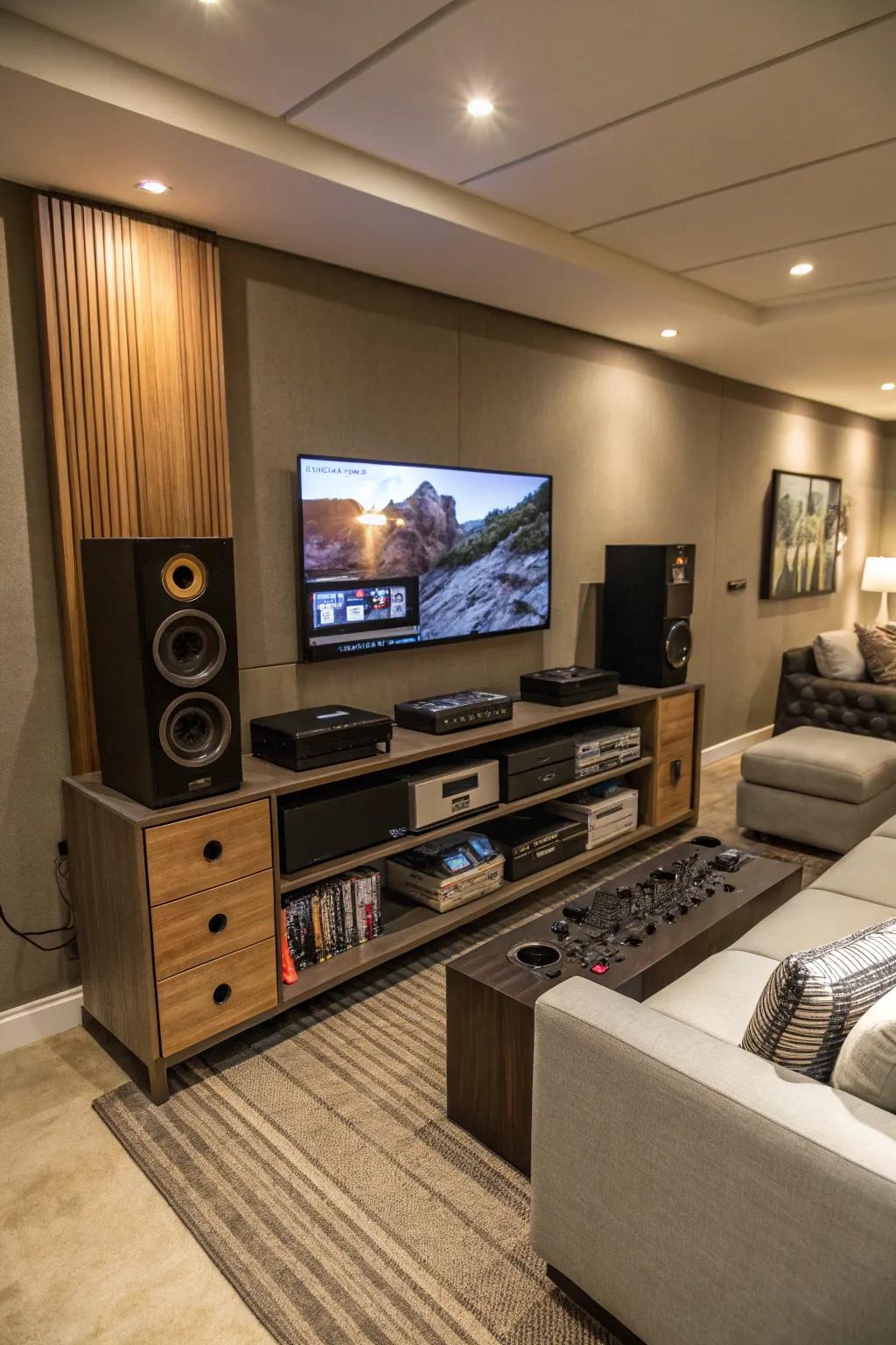 A well-designed media center enhances your viewing experience.