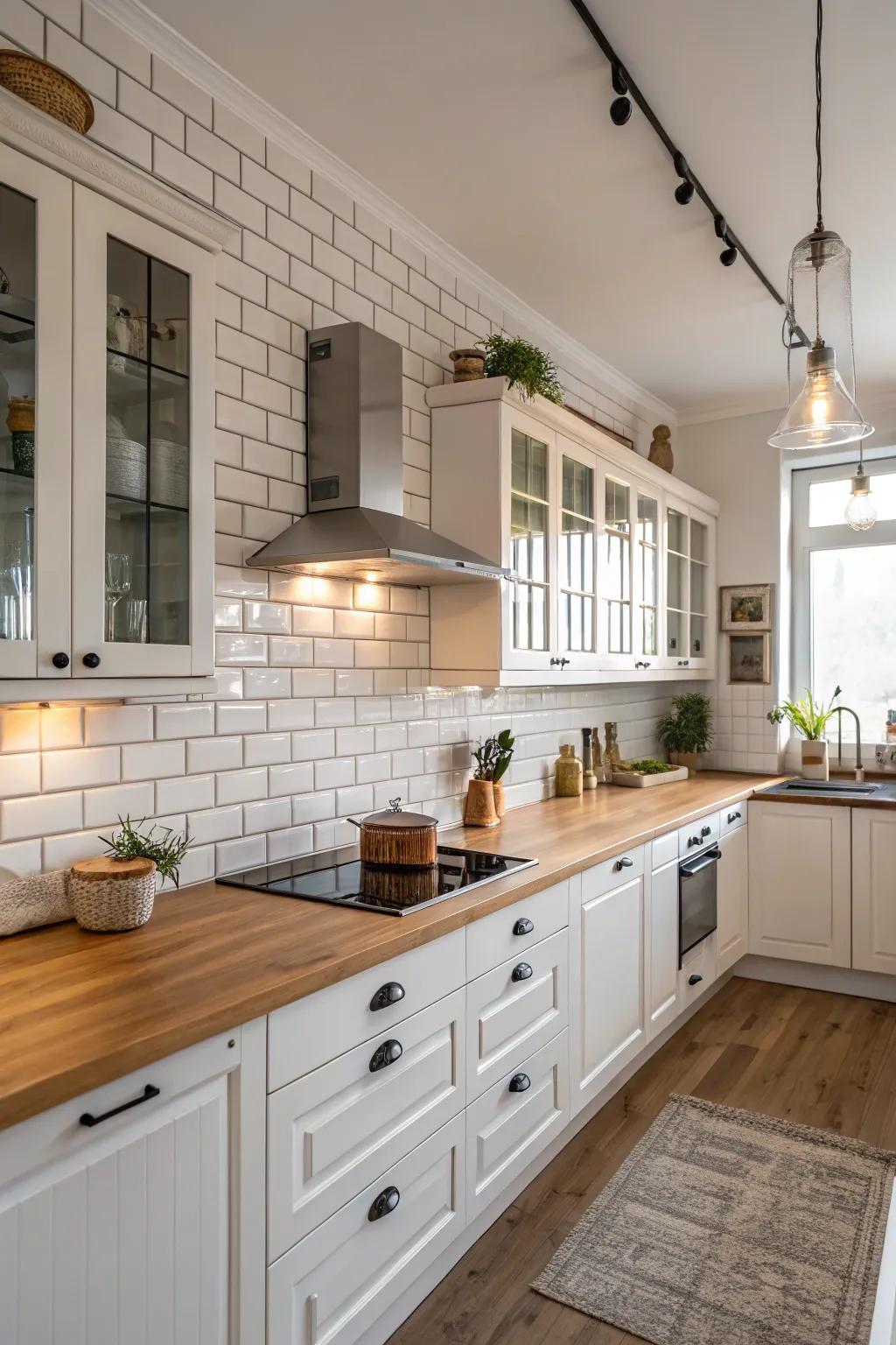 Subway tiles add classic elegance to the kitchen space.