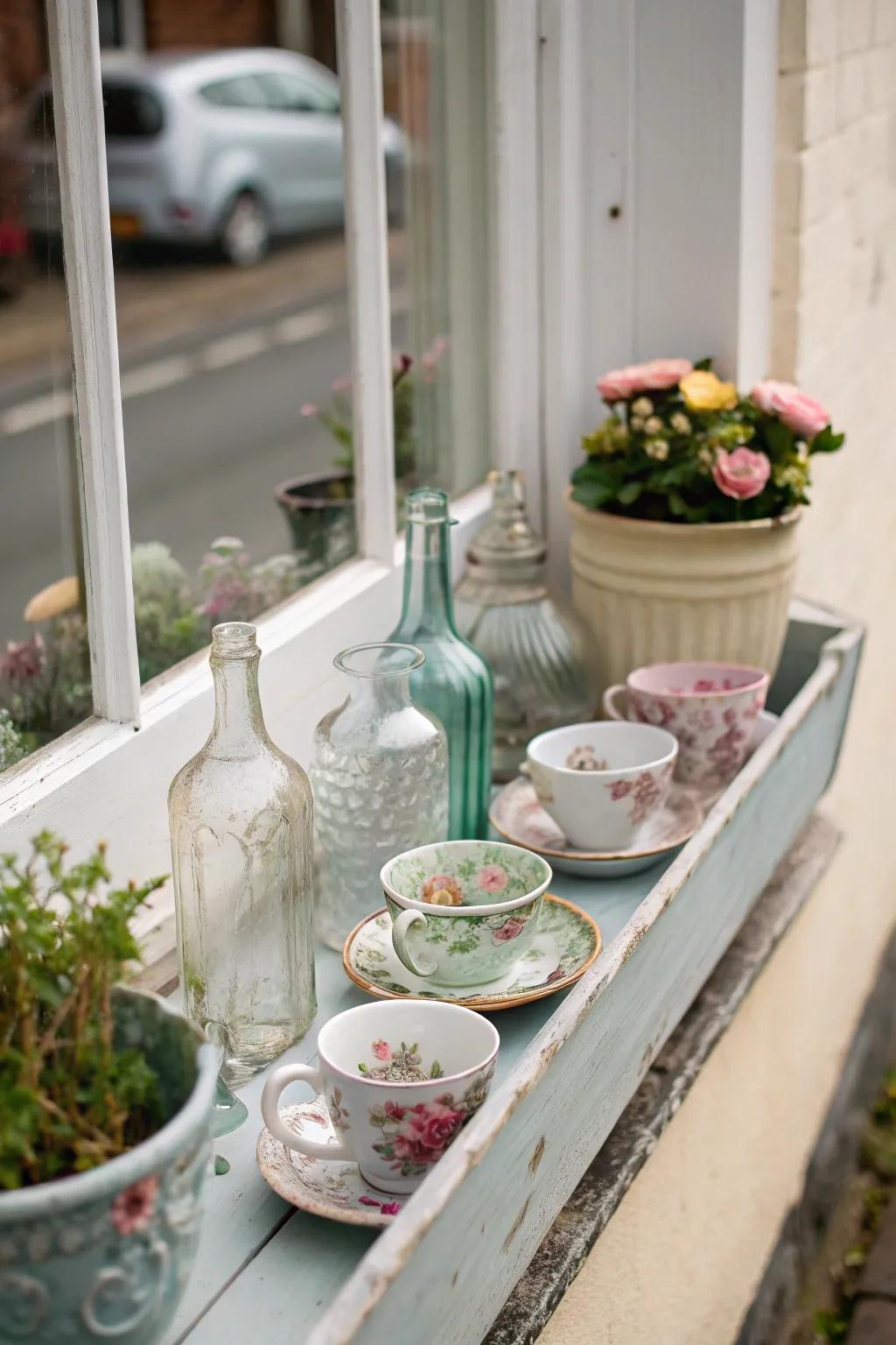 Vintage collectibles add charm and character to your window box