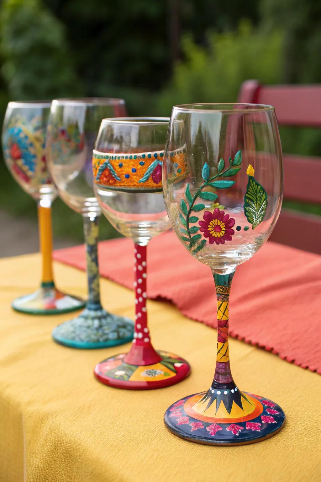 Vibrant bases bring a playful touch to your glassware collection.