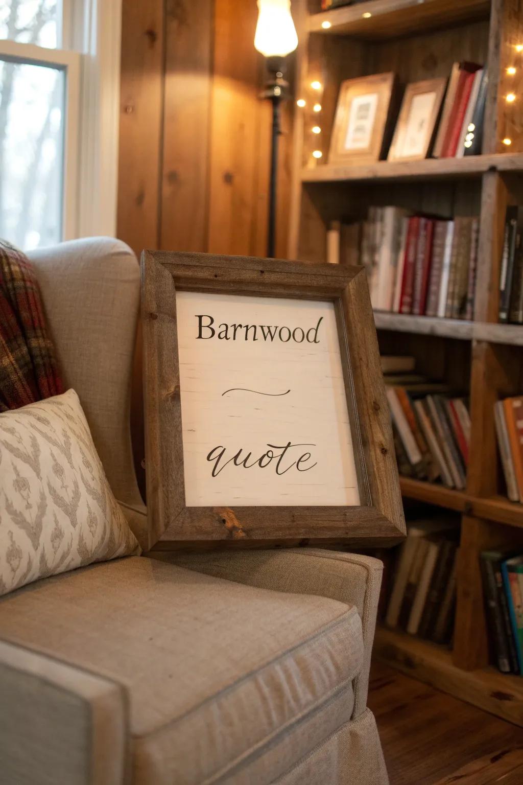 Barnwood frame with custom artwork and quote.