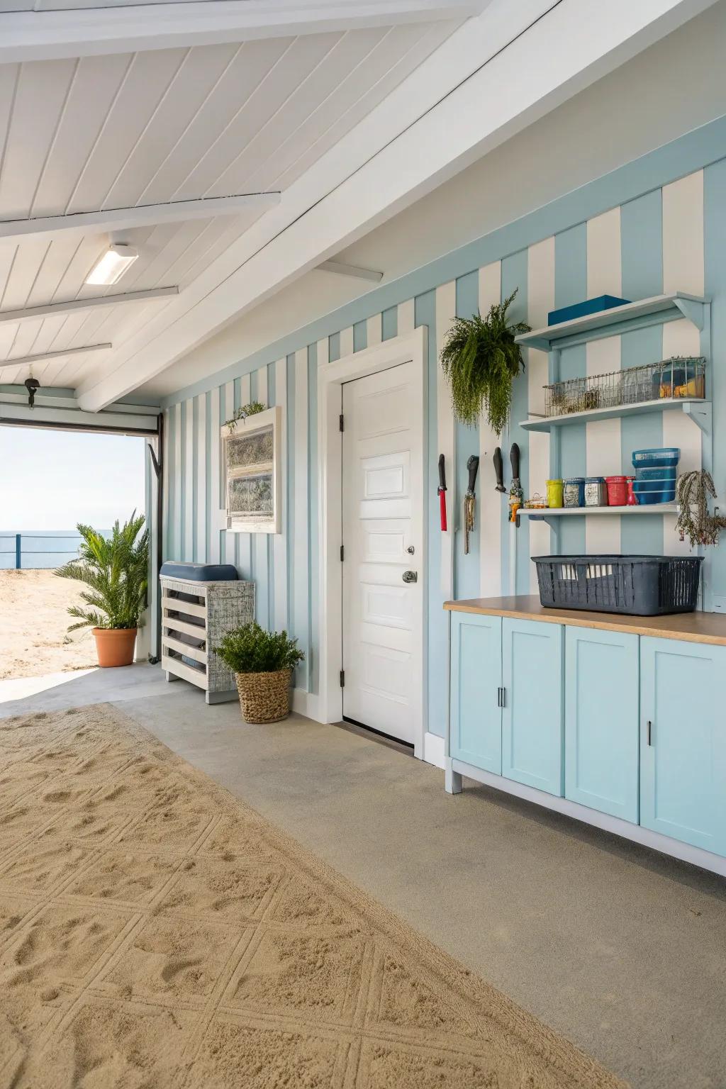 A soothing color palette brings the beach indoors.