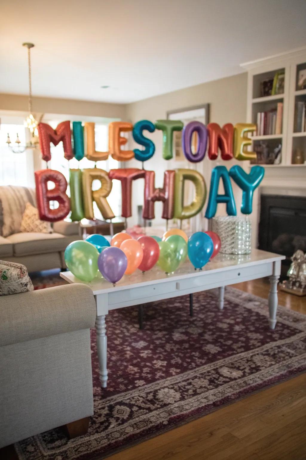 Celebrate milestone birthdays with eye-catching number balloons.