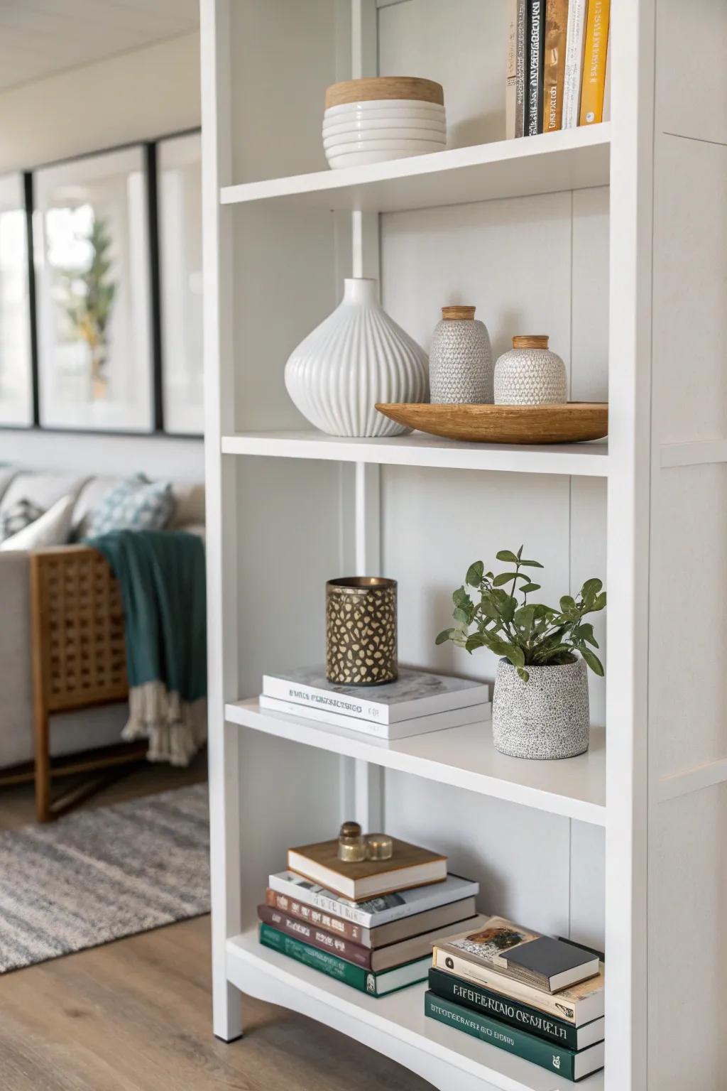 Minimalist bookshelves for a clean and uncluttered look.