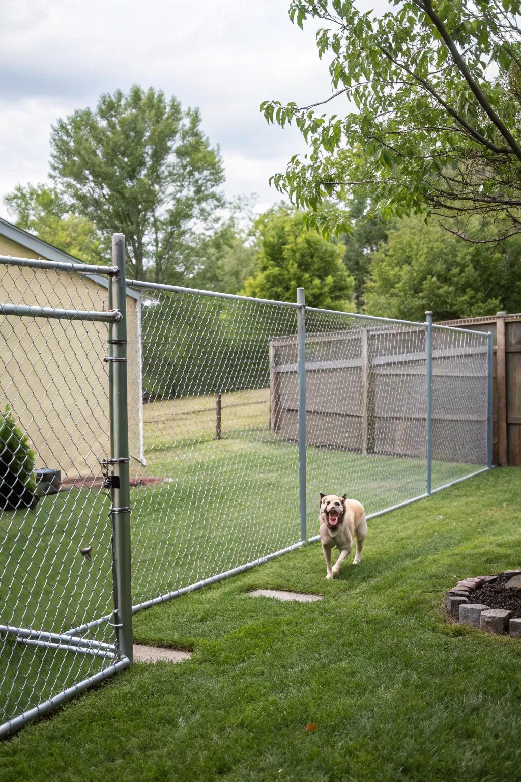 Chain link fences provide a sturdy and affordable solution for larger yards.
