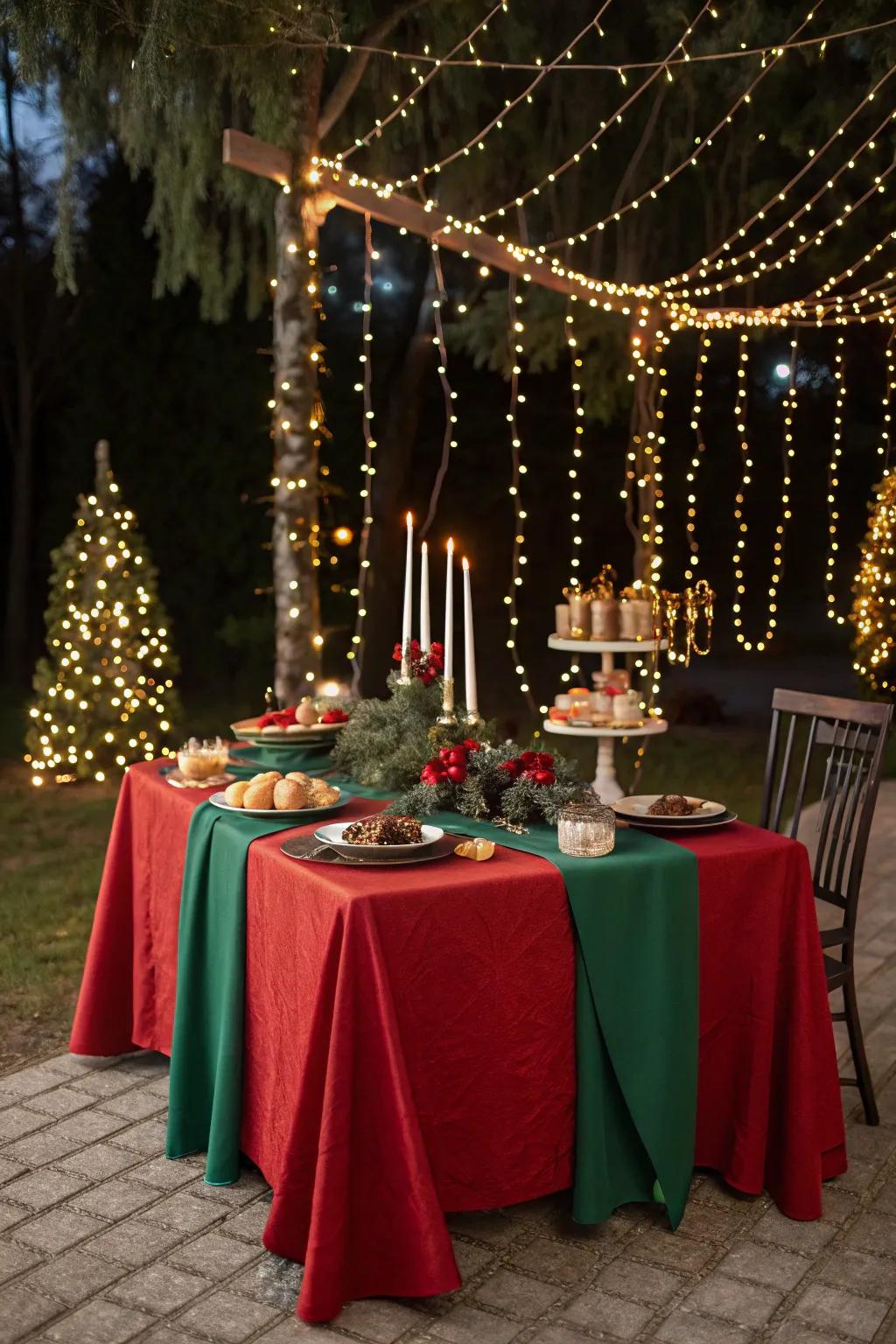 String lights add a touch of magic to the holiday table.