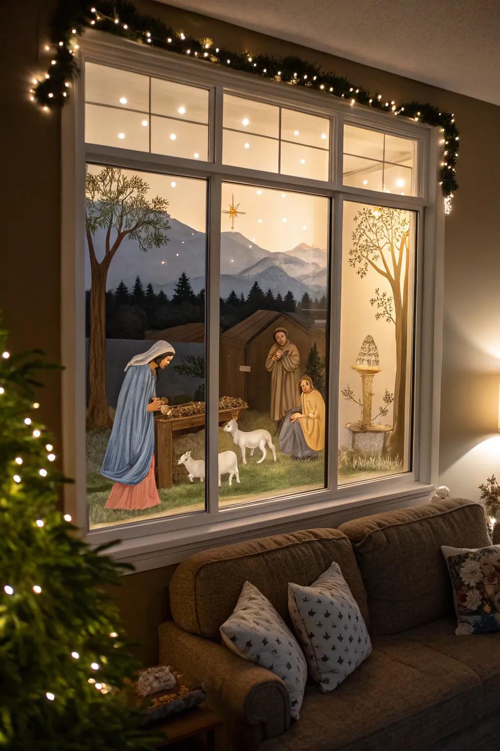 Celebrate the spirit of Christmas with a nativity scene.