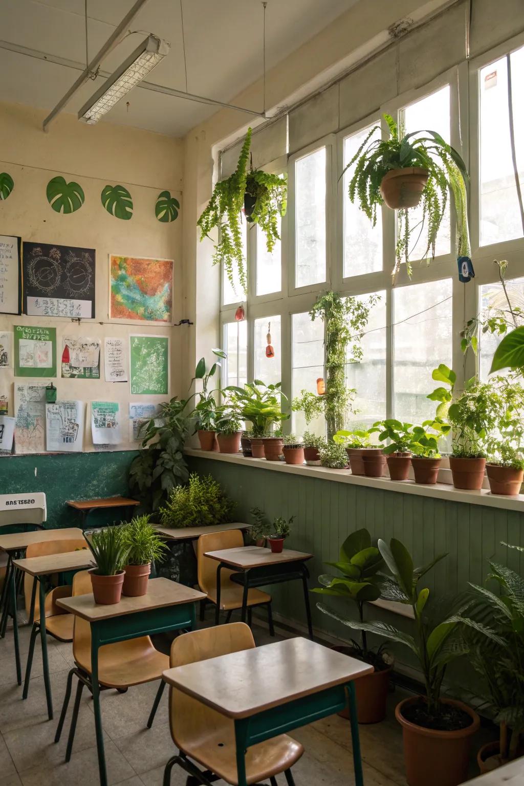 Nature elements add tranquility to learning environments.