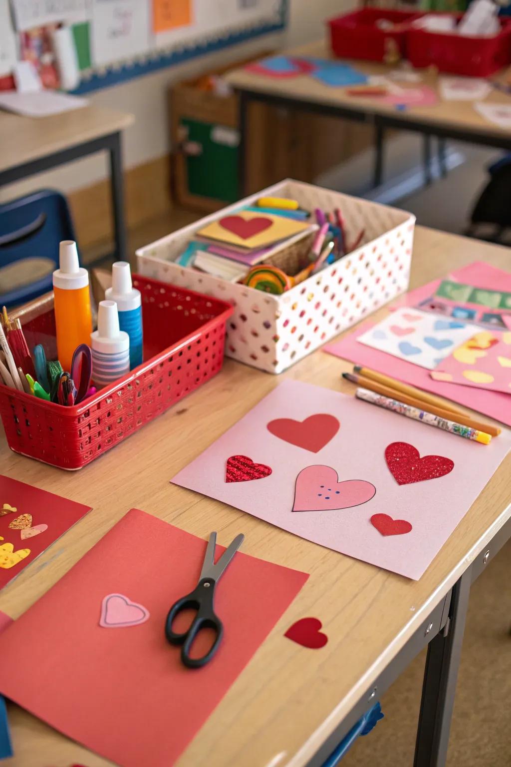 Craft station inviting creativity and fun.