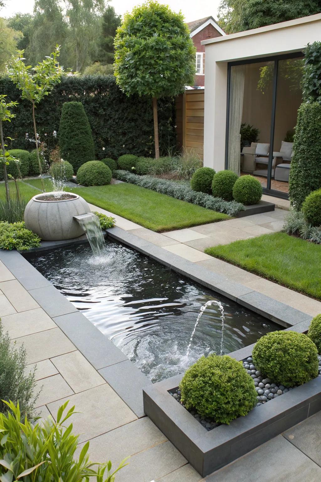 Water features add tranquility and beauty.