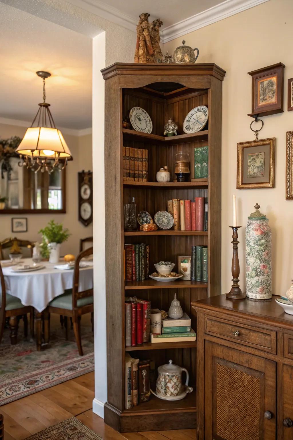 Vintage shelves add character and a sense of history to your space.