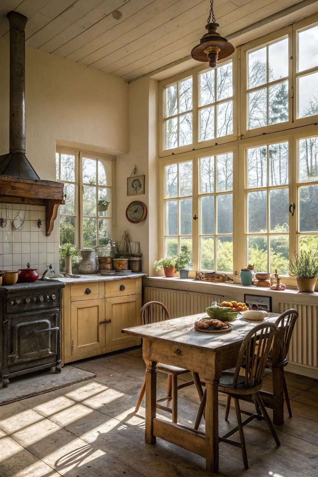 Natural light creates an inviting and spacious kitchen atmosphere.