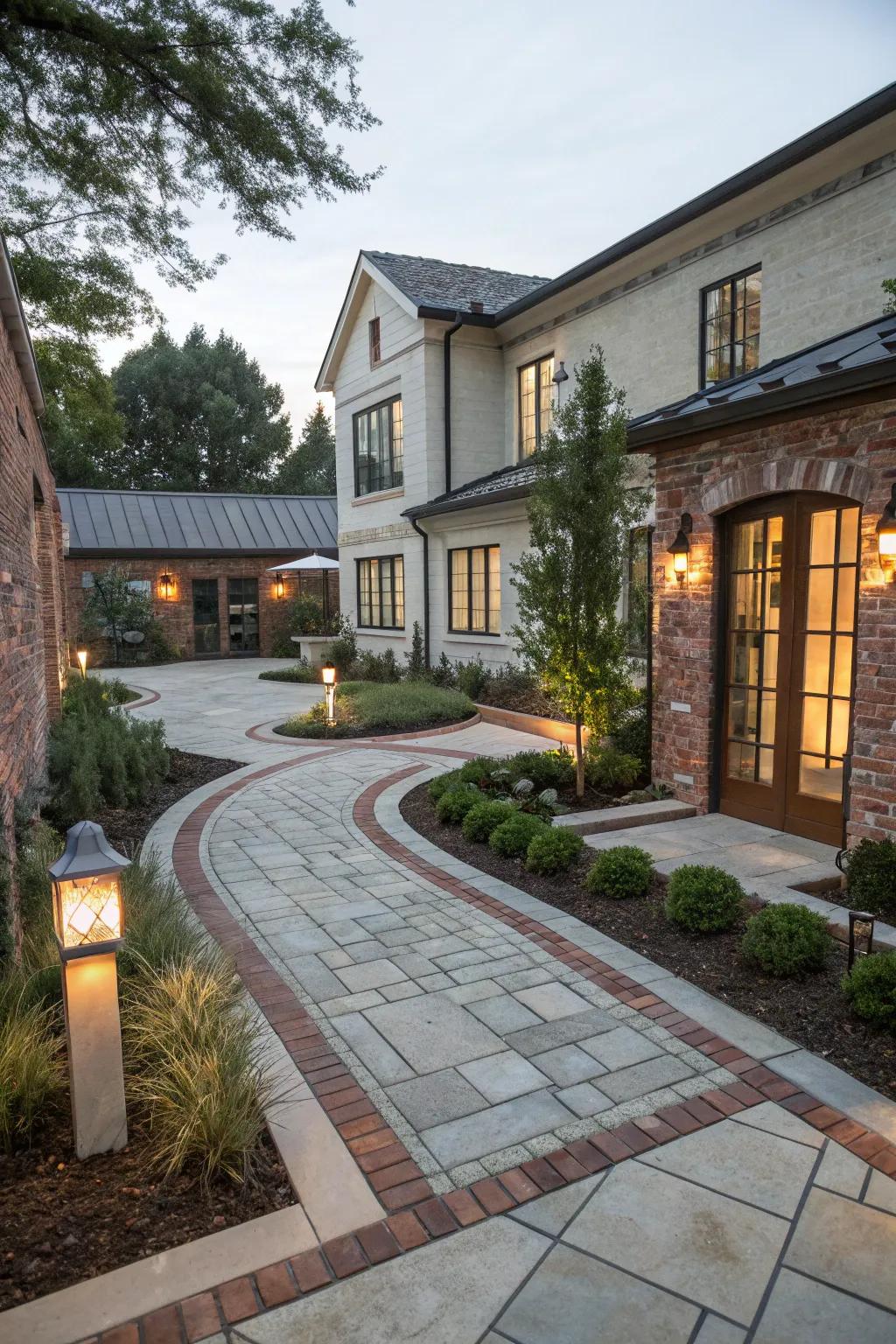 Mix modern and traditional styles with your courtyard pavers.