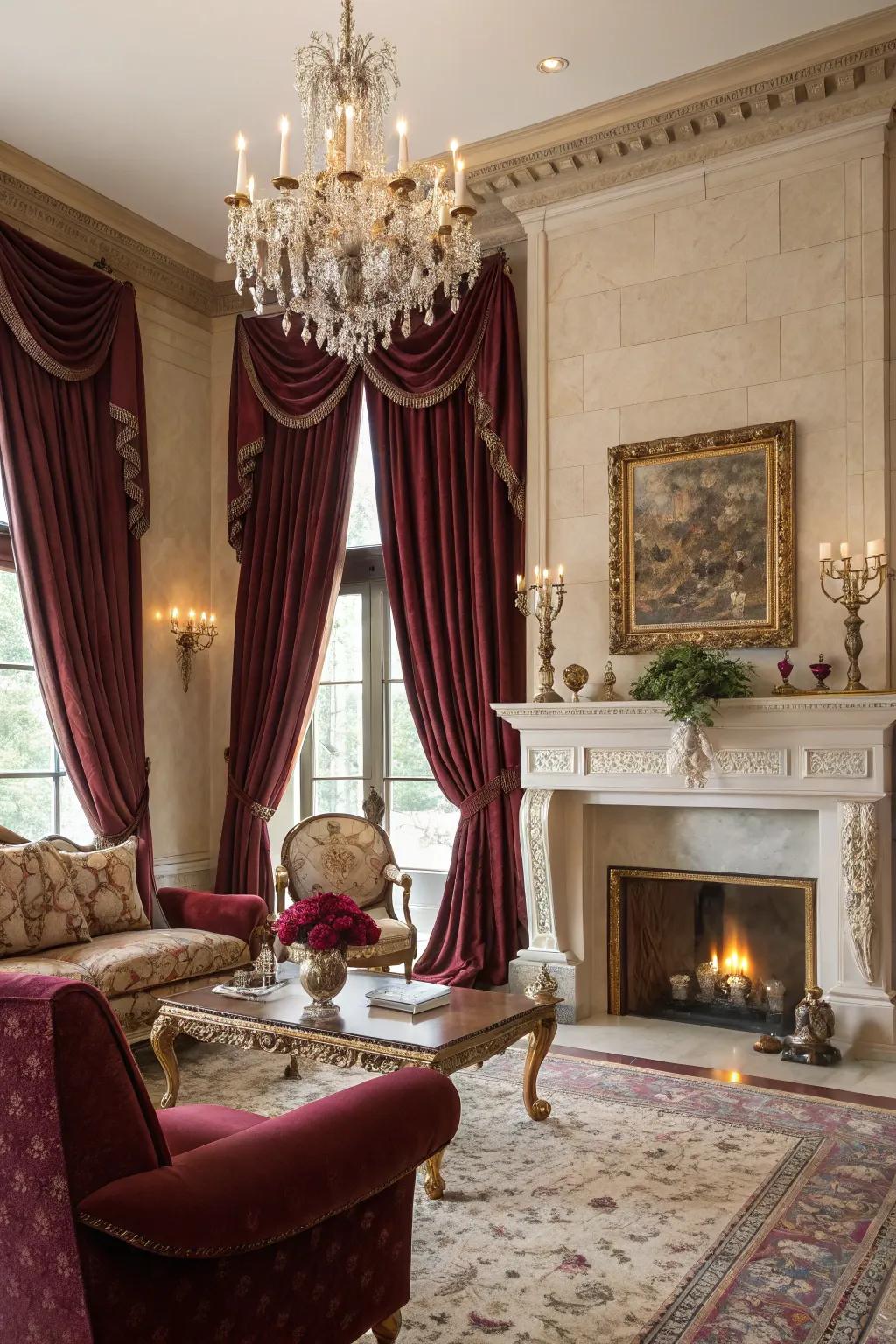 Velvet curtains add luxury and warmth to any setting.