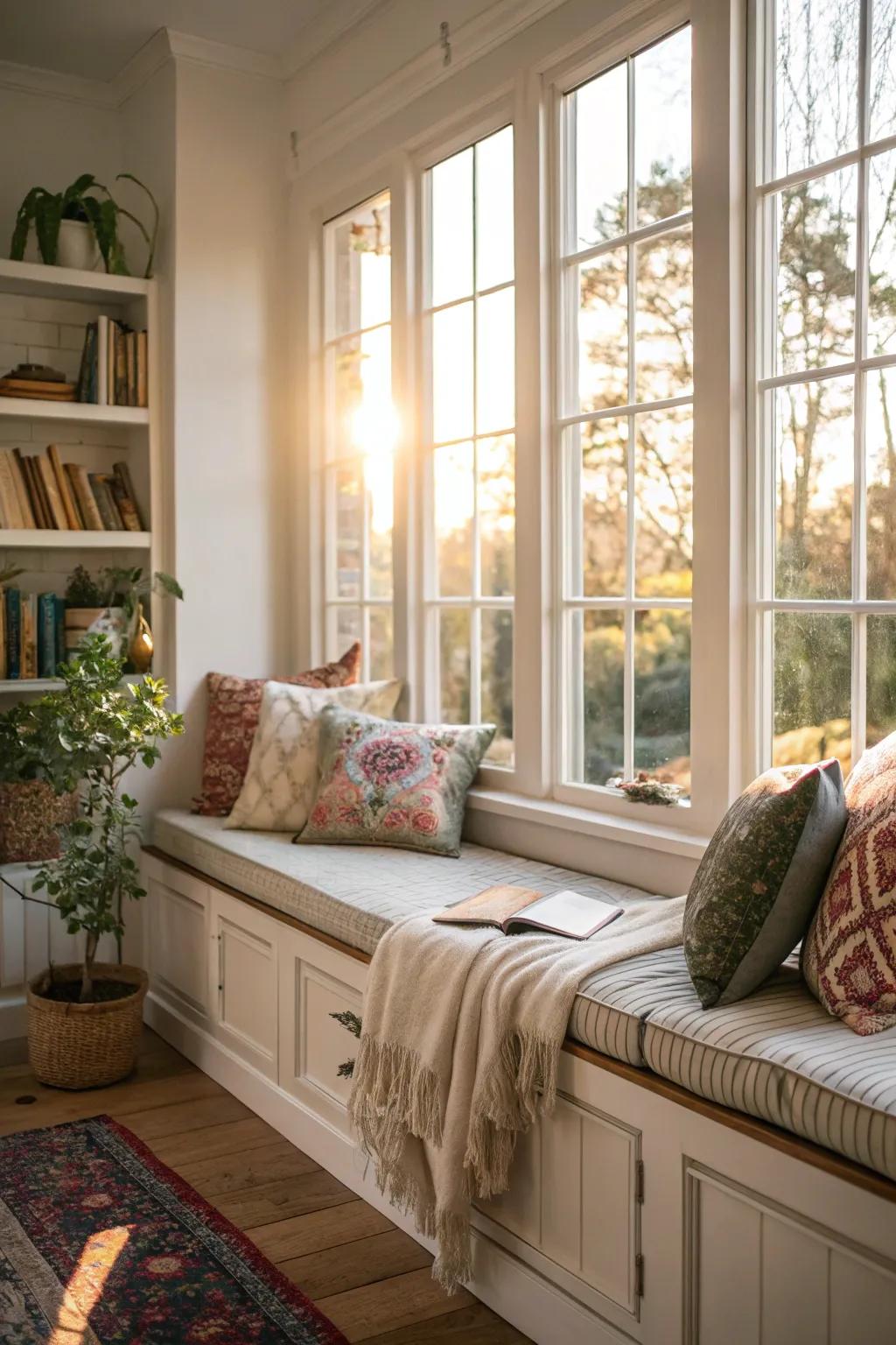 Built-in window seat providing a perfect nook for relaxation