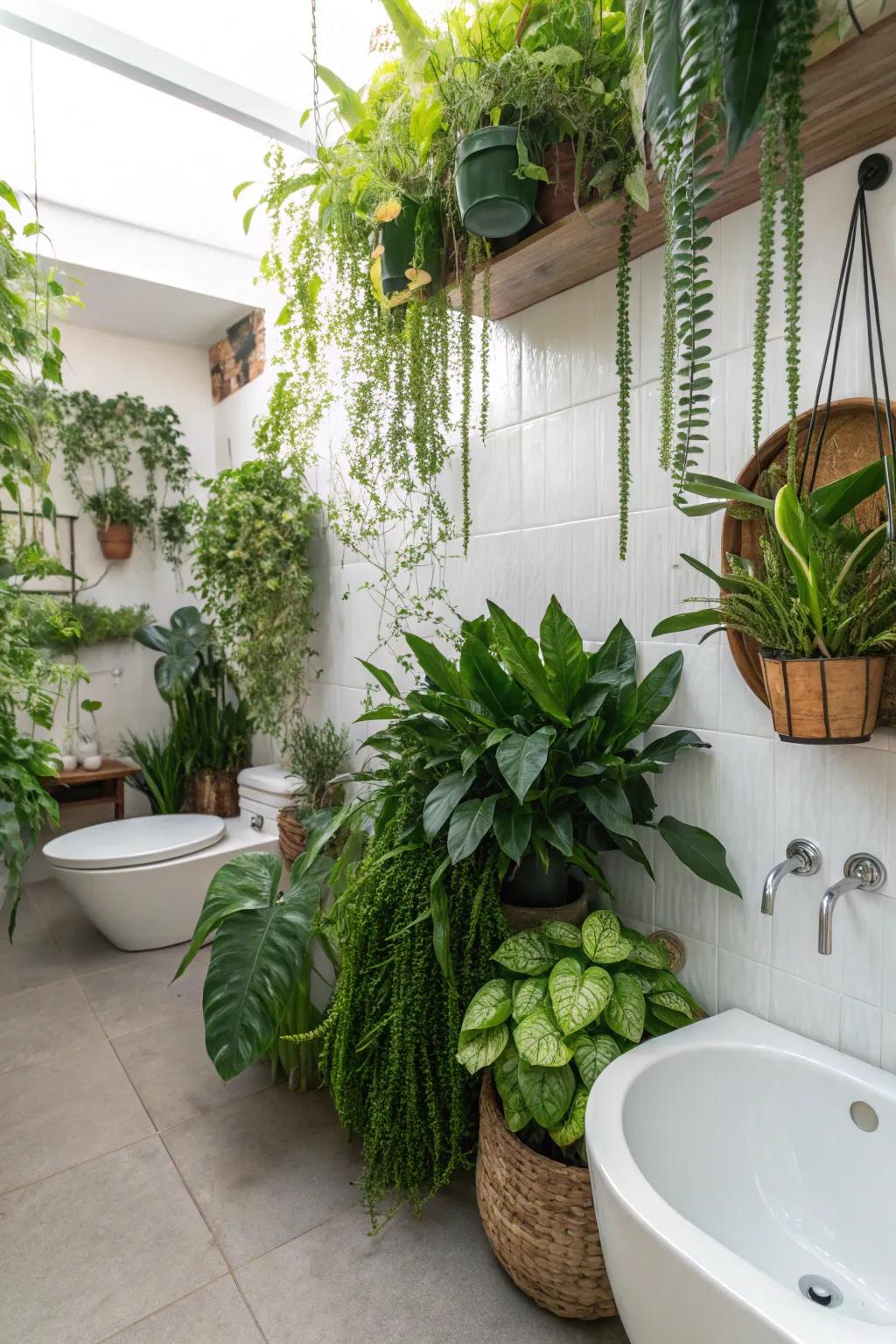 Plants bring life and vibrancy to your bathroom space.