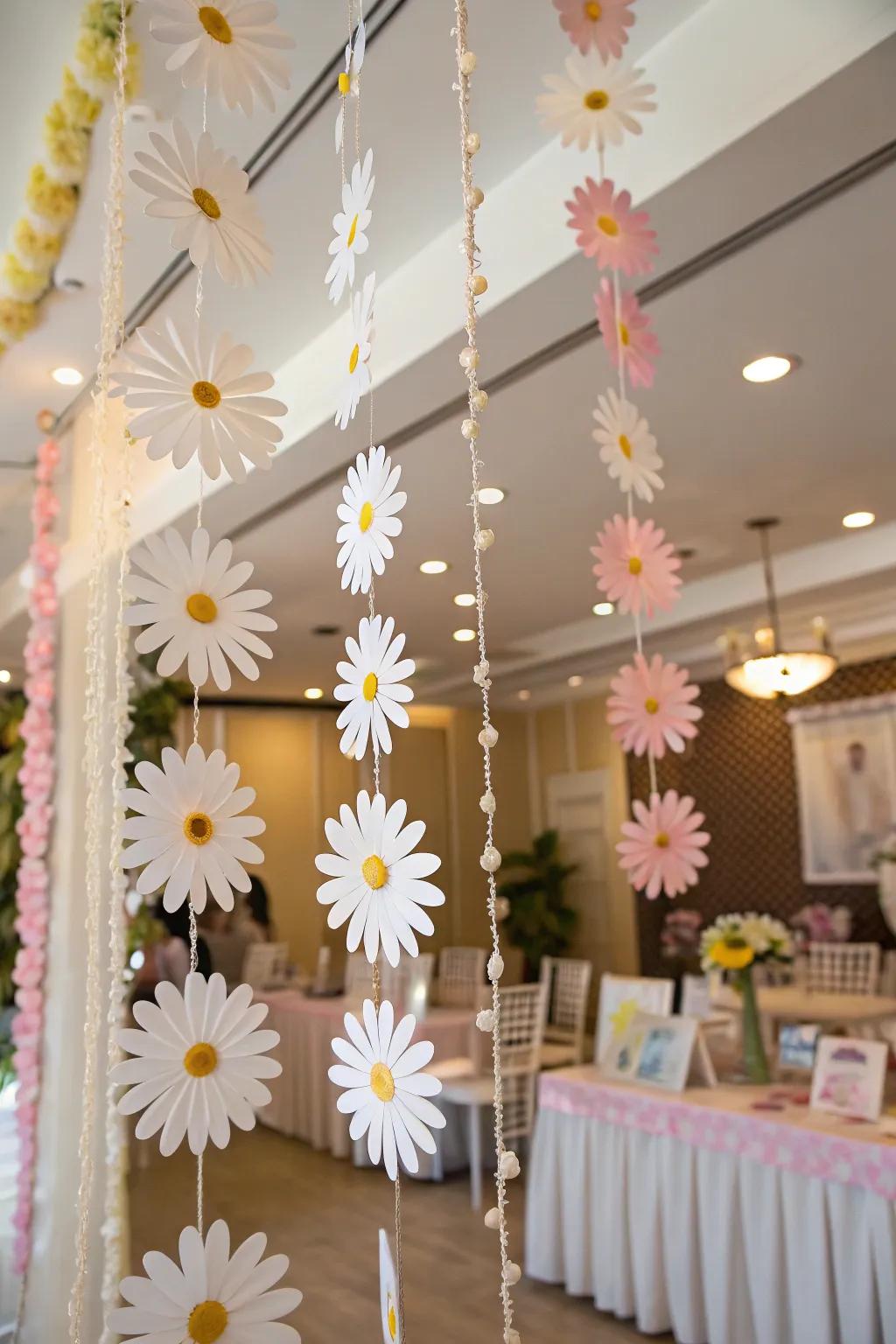 Add a personal touch with DIY daisy garlands.