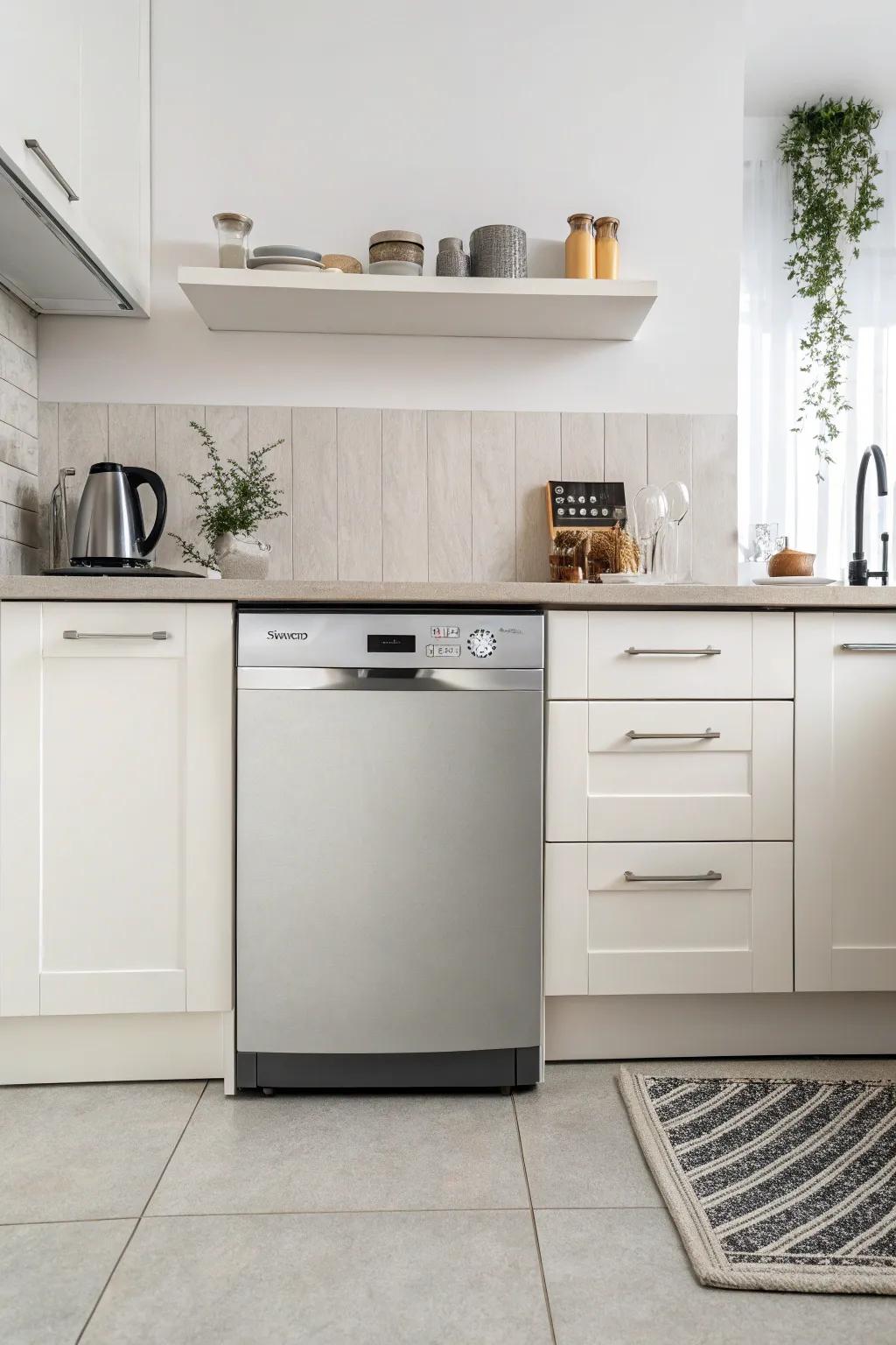 Modern minimalist kitchen featuring a sleek appliance design.