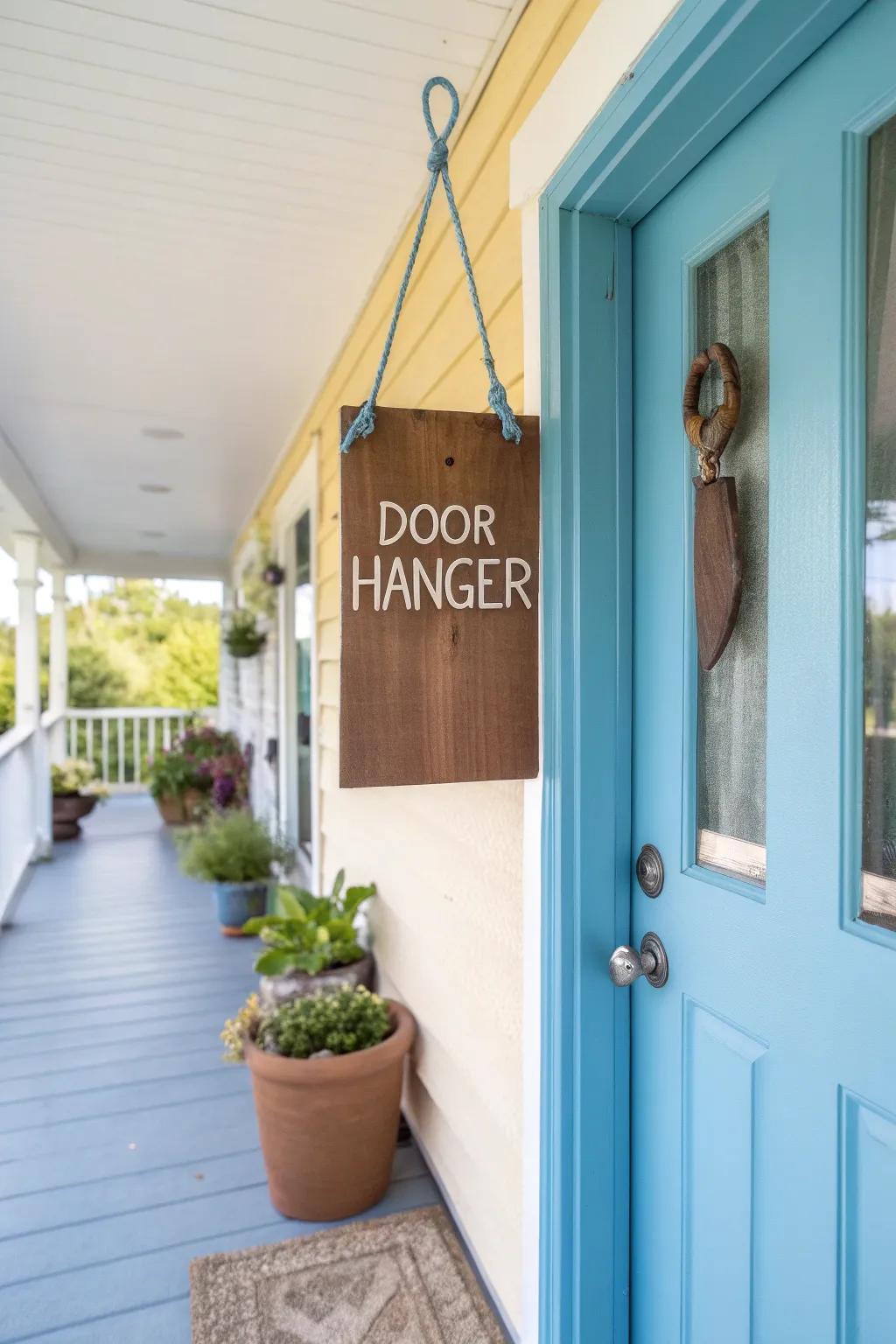 Greet your guests with a smile using a humorous door hanger.