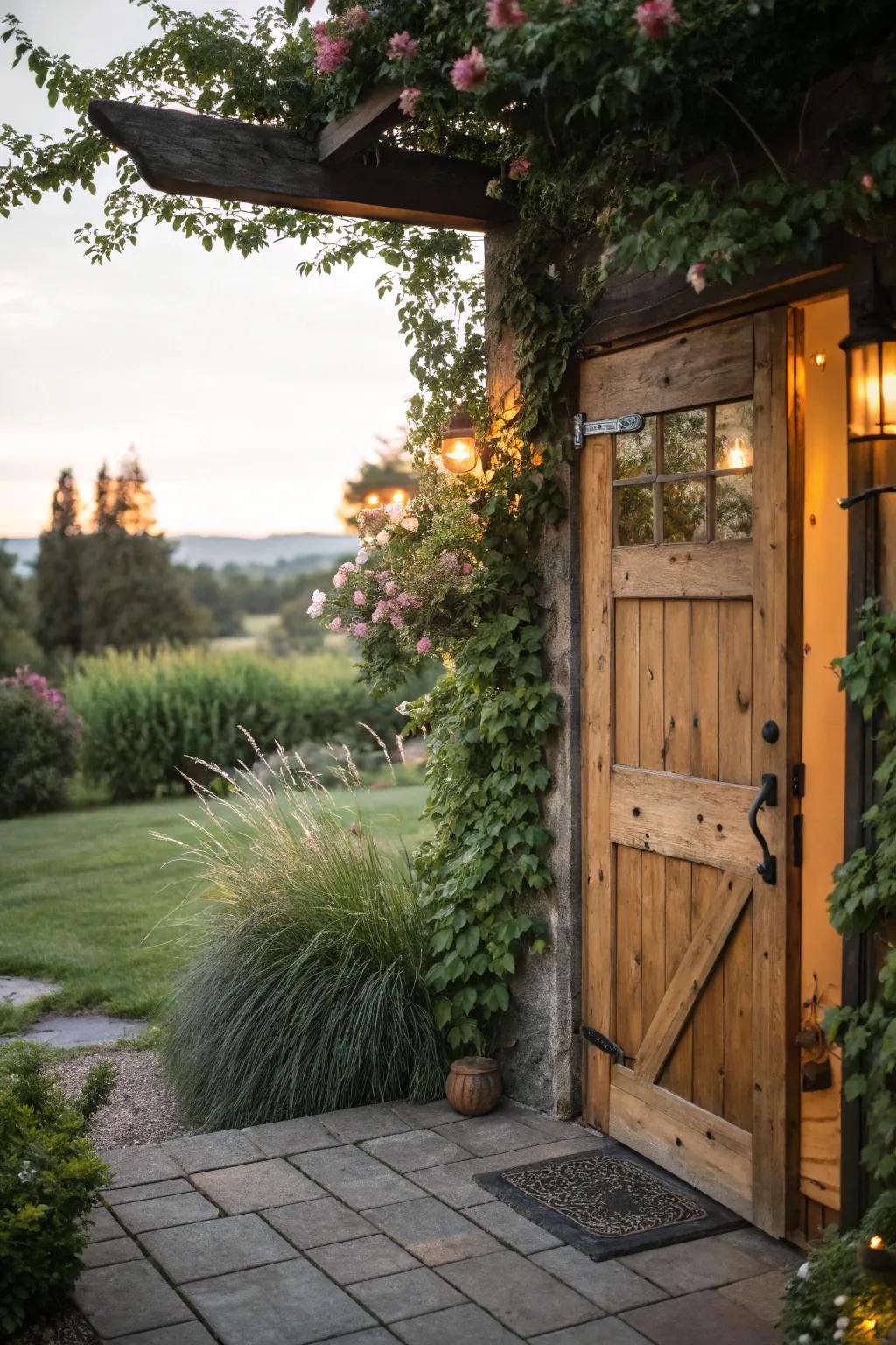 Embrace the warmth of rustic design with a charming farmhouse door.