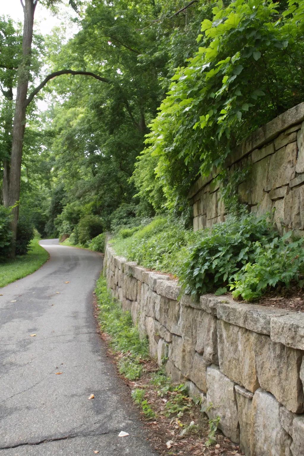 Retaining walls add structure and texture to your driveway.