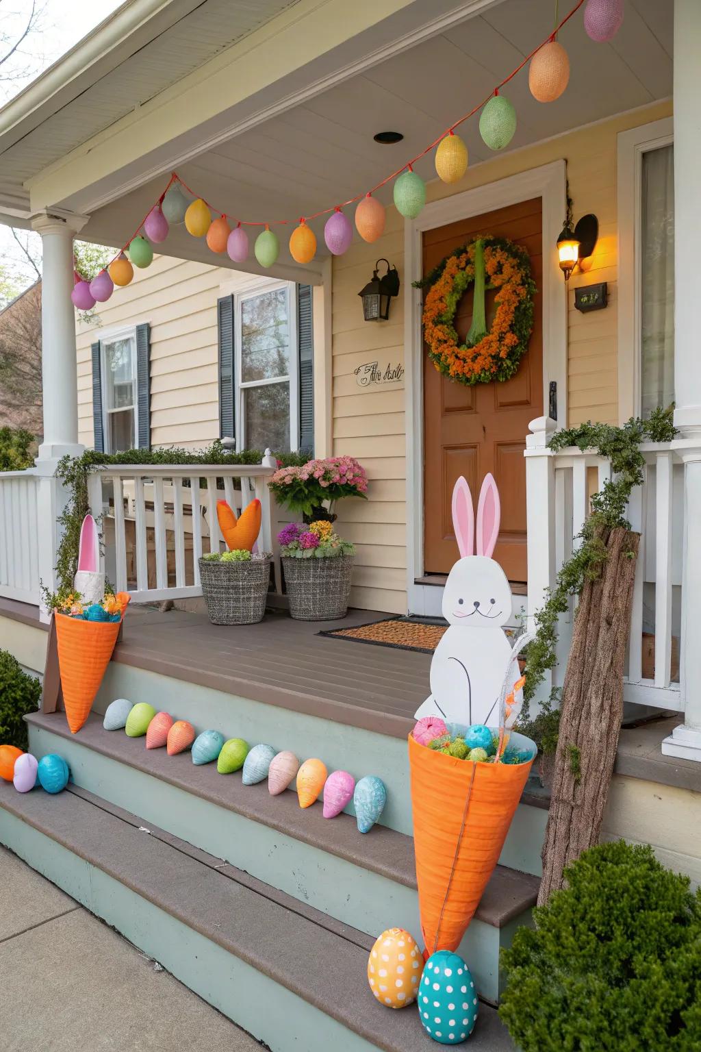 Carrot accents bring a playful nod to Easter bunnies.