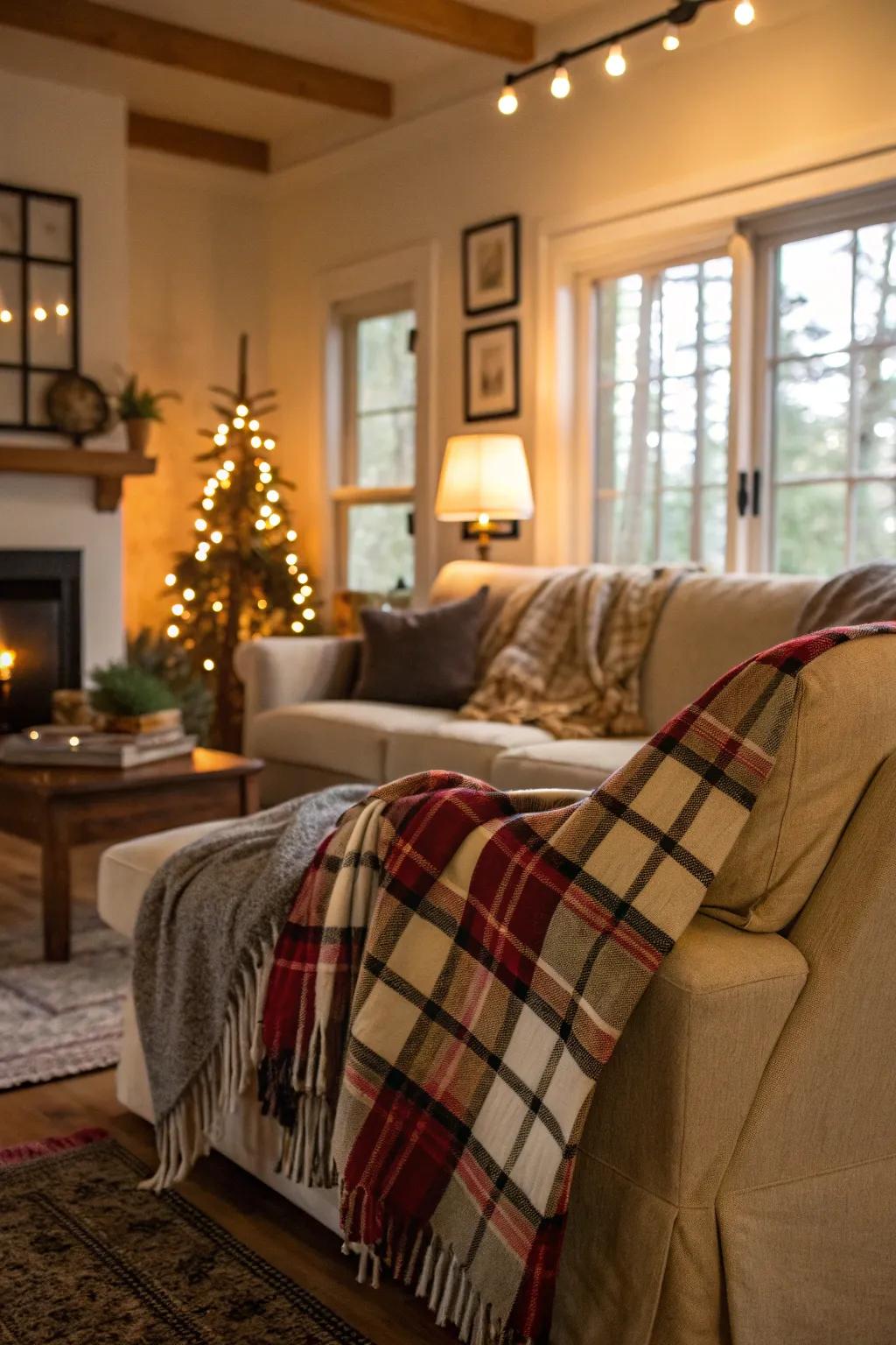 Plaid throws add a cozy and stylish layer to your fall decor.