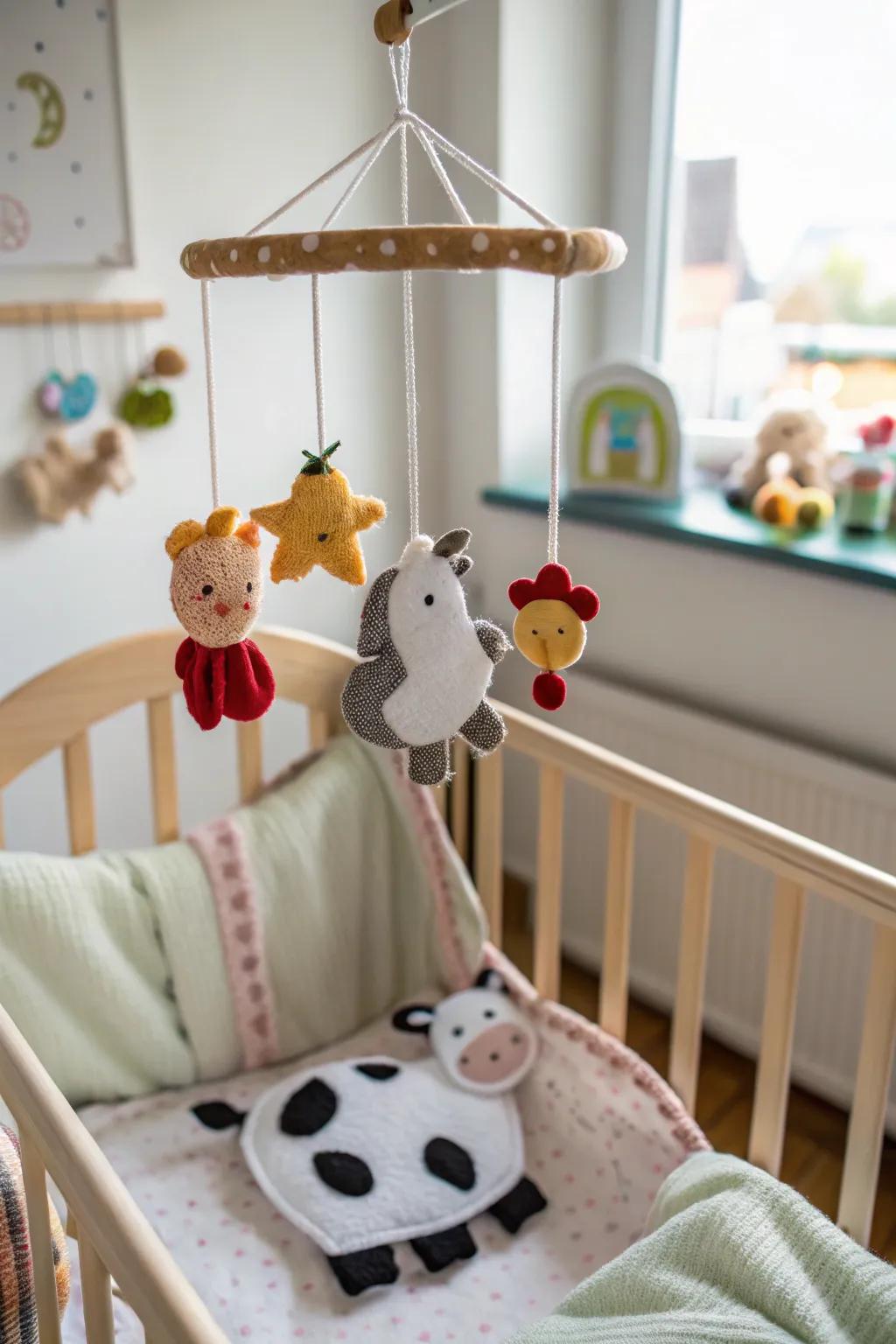 A charming mobile adds movement and joy to your nursery.