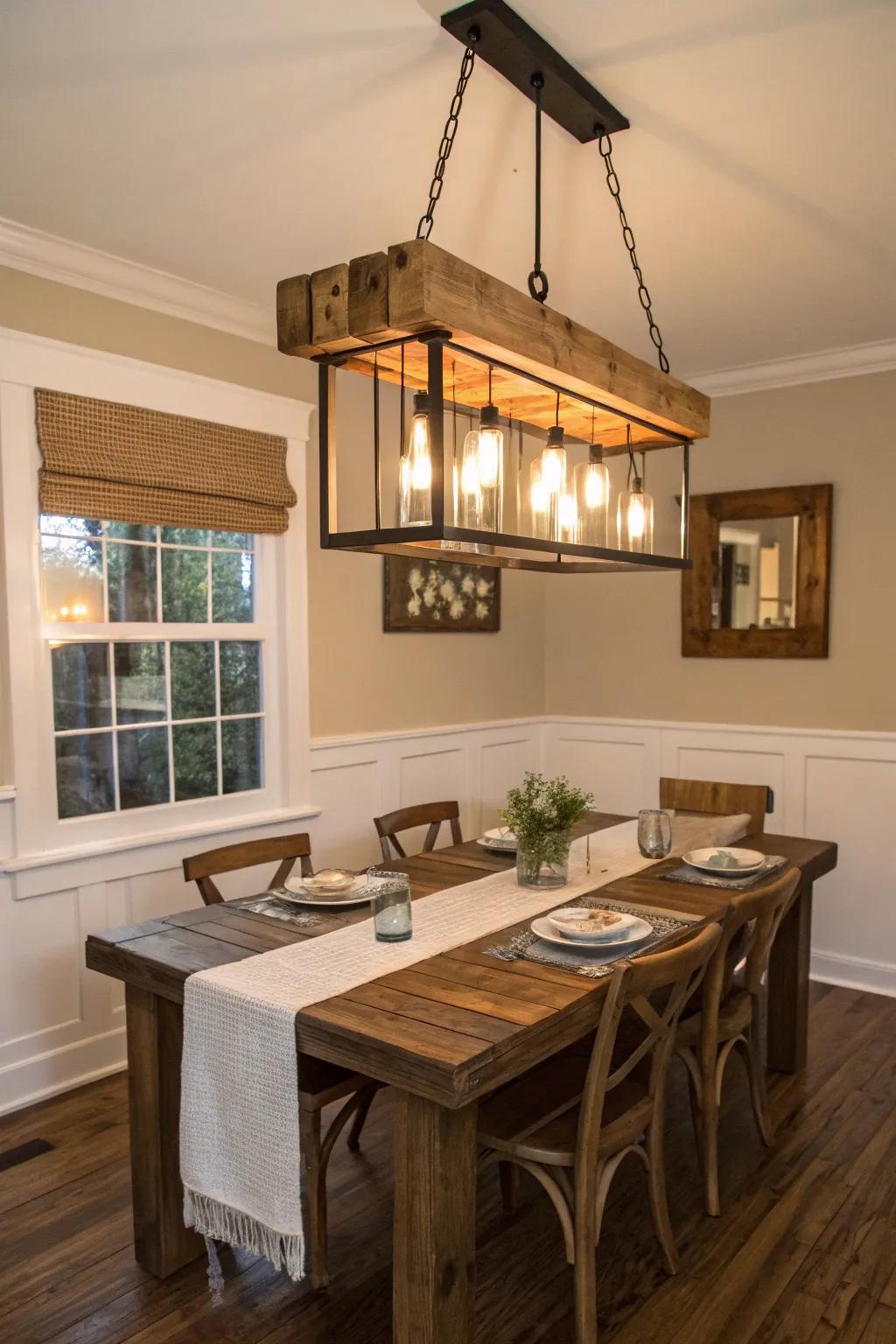 Reclaimed wood fixtures enhance the character and eco-friendly aspect of your space.