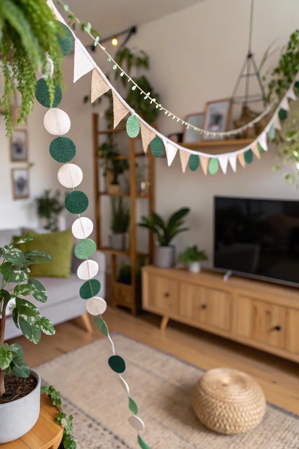 Eco-conscious felt garlands combine beauty with sustainability in home decor.