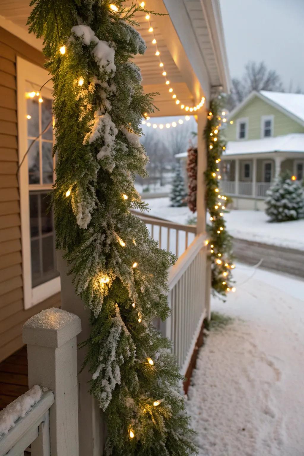 Snowy garlands bring the magic of winter to your doorstep.