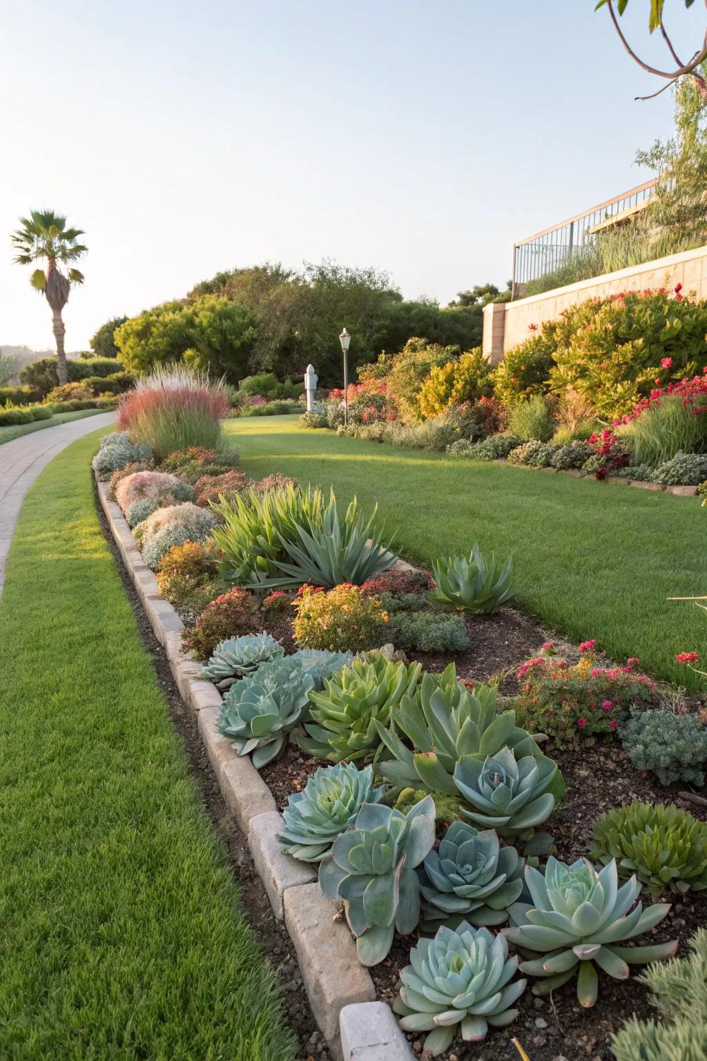 Succulent borders add structure to your garden.