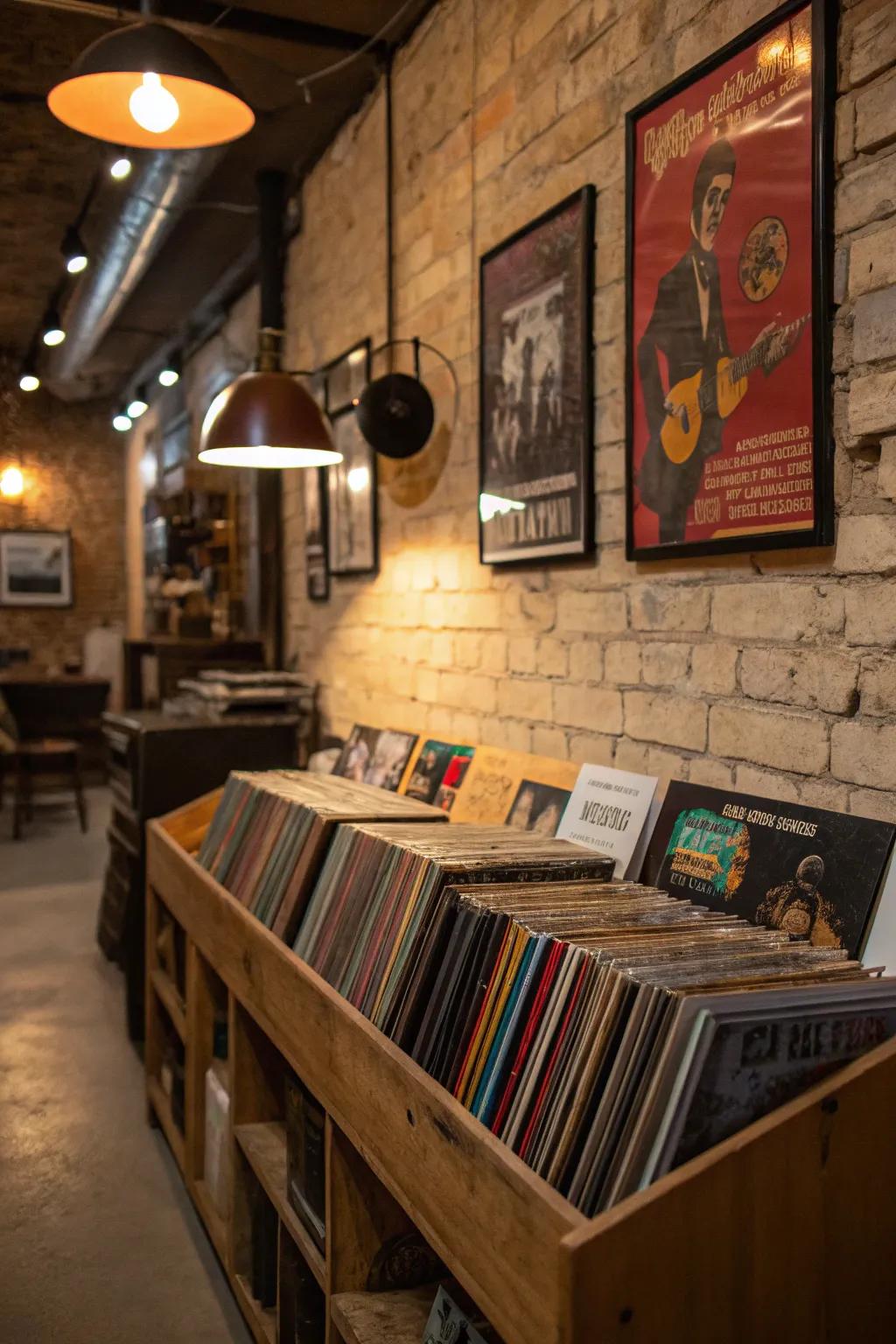 Vinyl records add a musical charm and vintage flair.