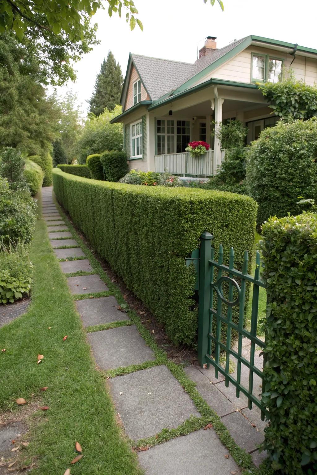 Lush and green: the living hedge fence.