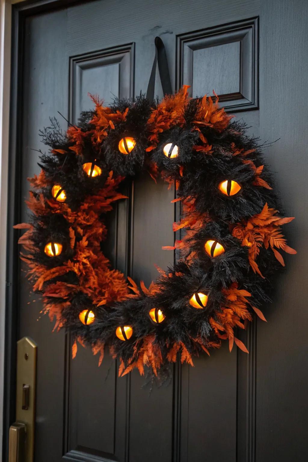 Beware of the watching eyes with this cat-inspired wreath.