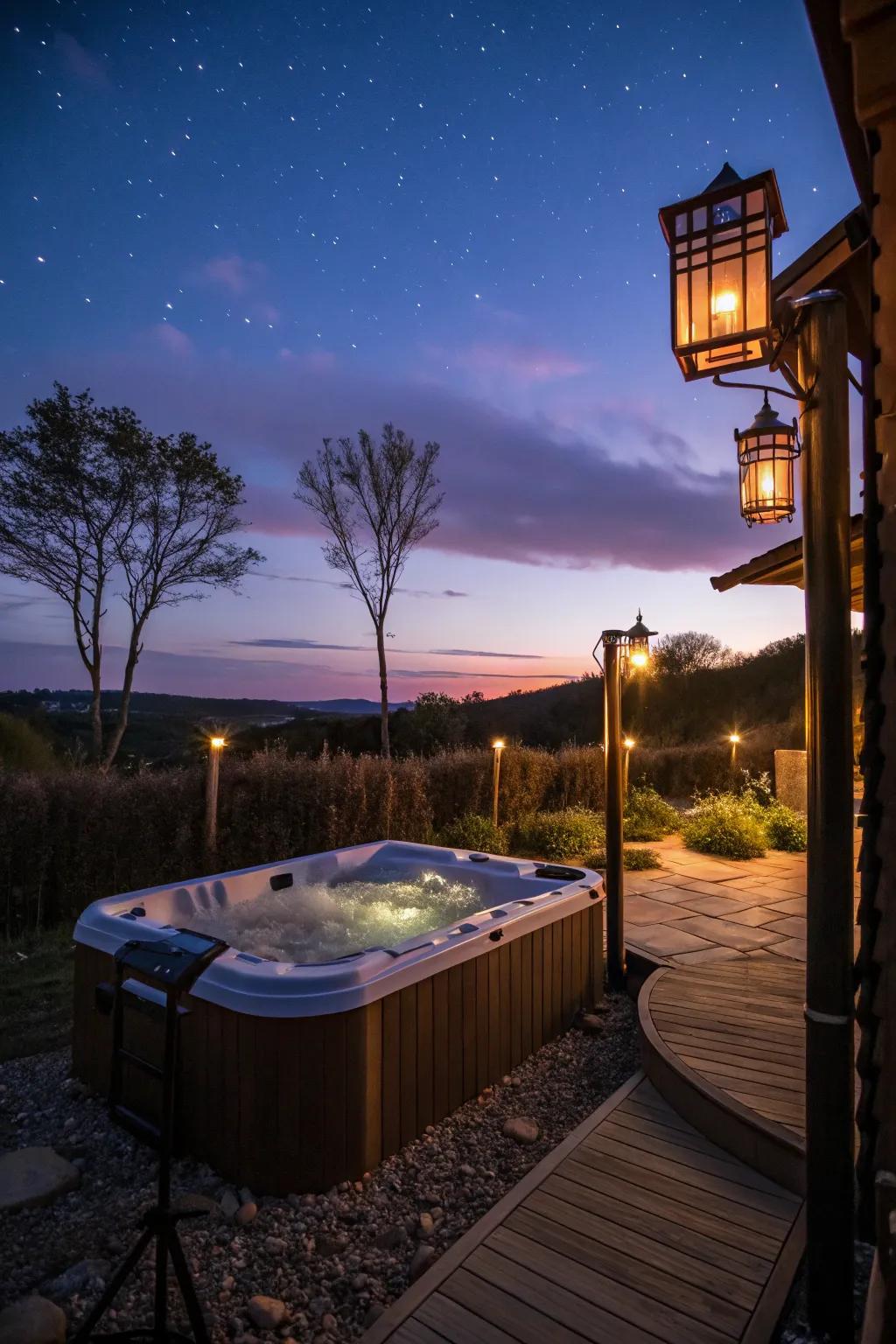 Create a magical evening retreat with ambient lighting.