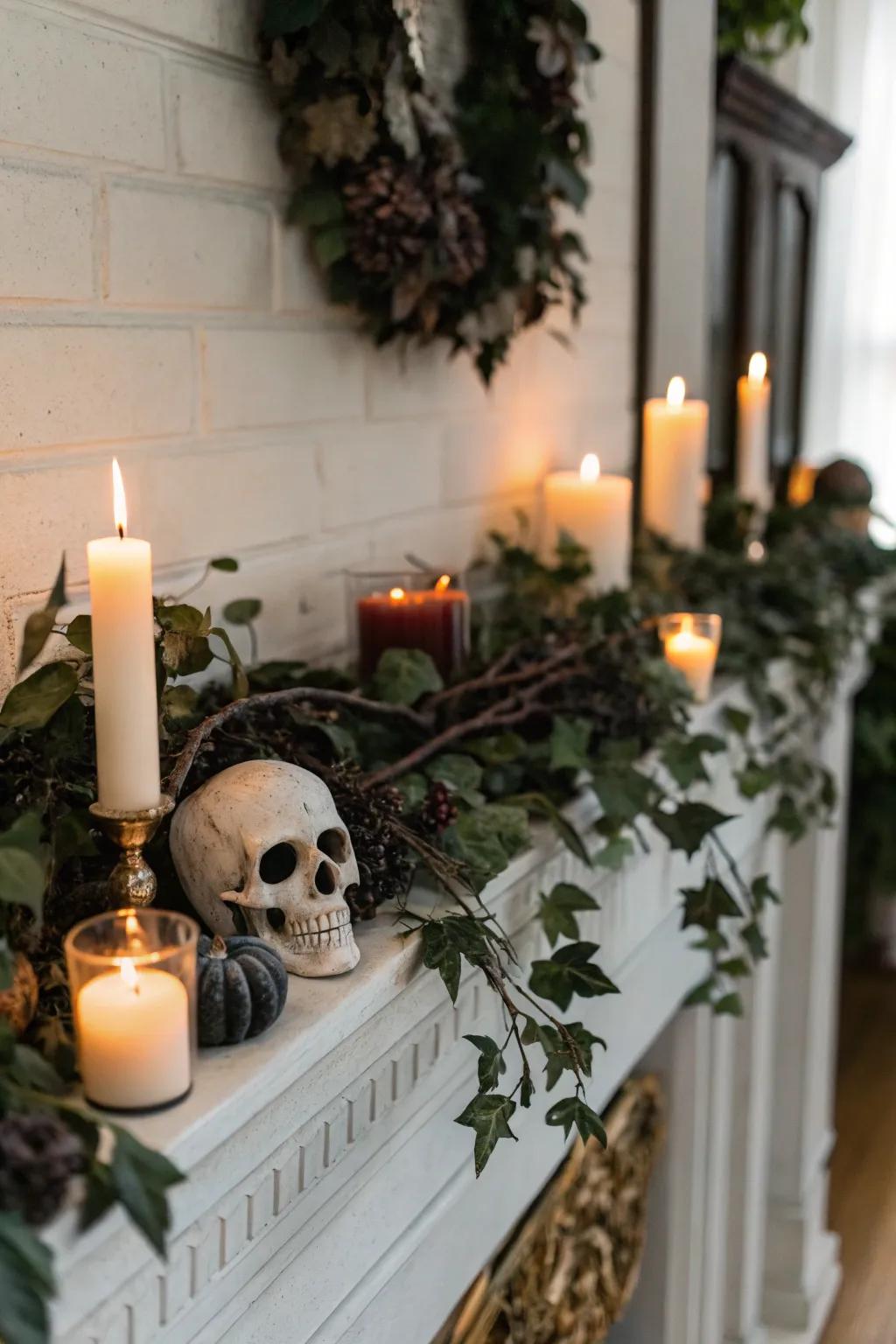 A hauntingly beautiful mantel display