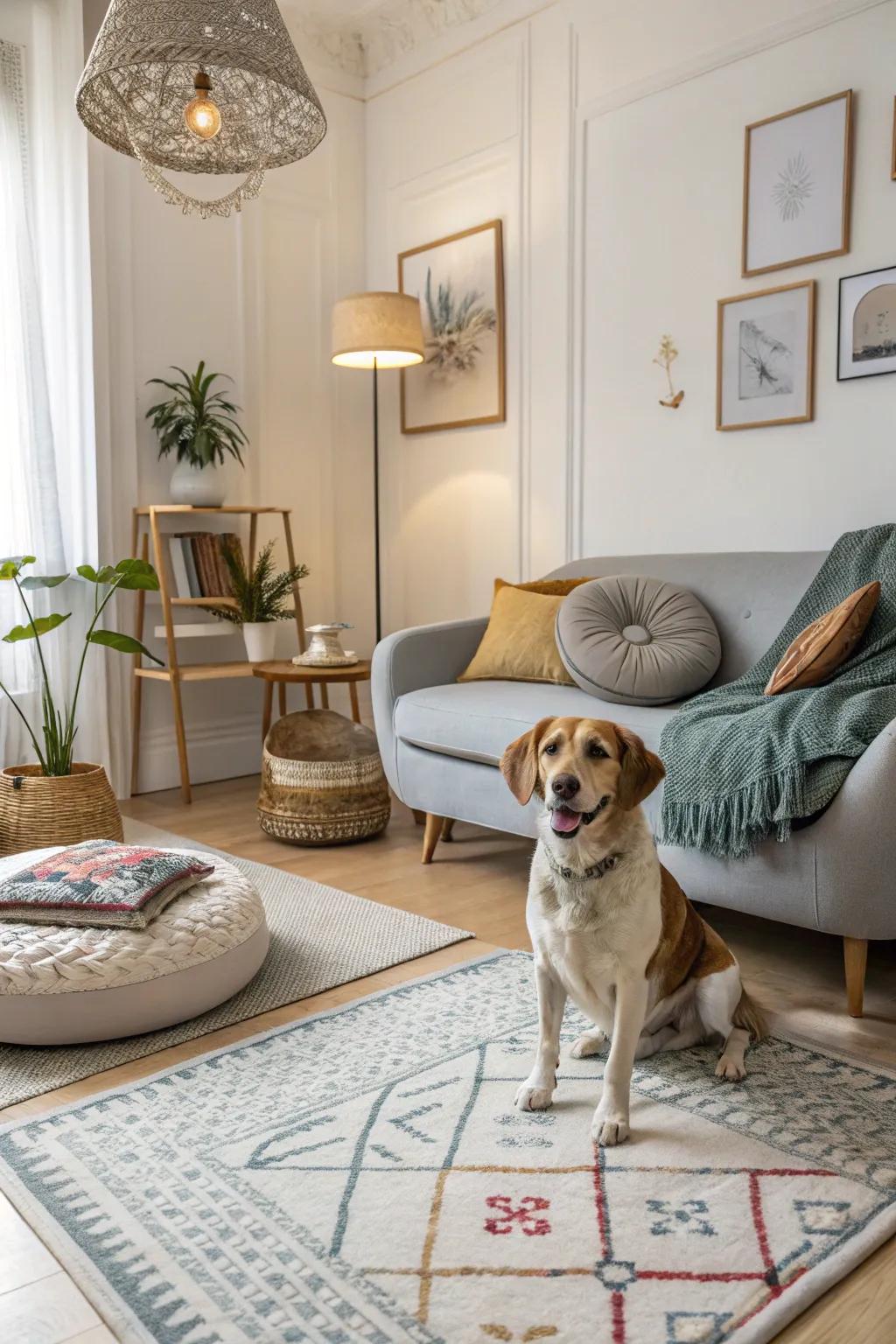 Pet-friendly materials for a stylish and easy-to-maintain dog room.