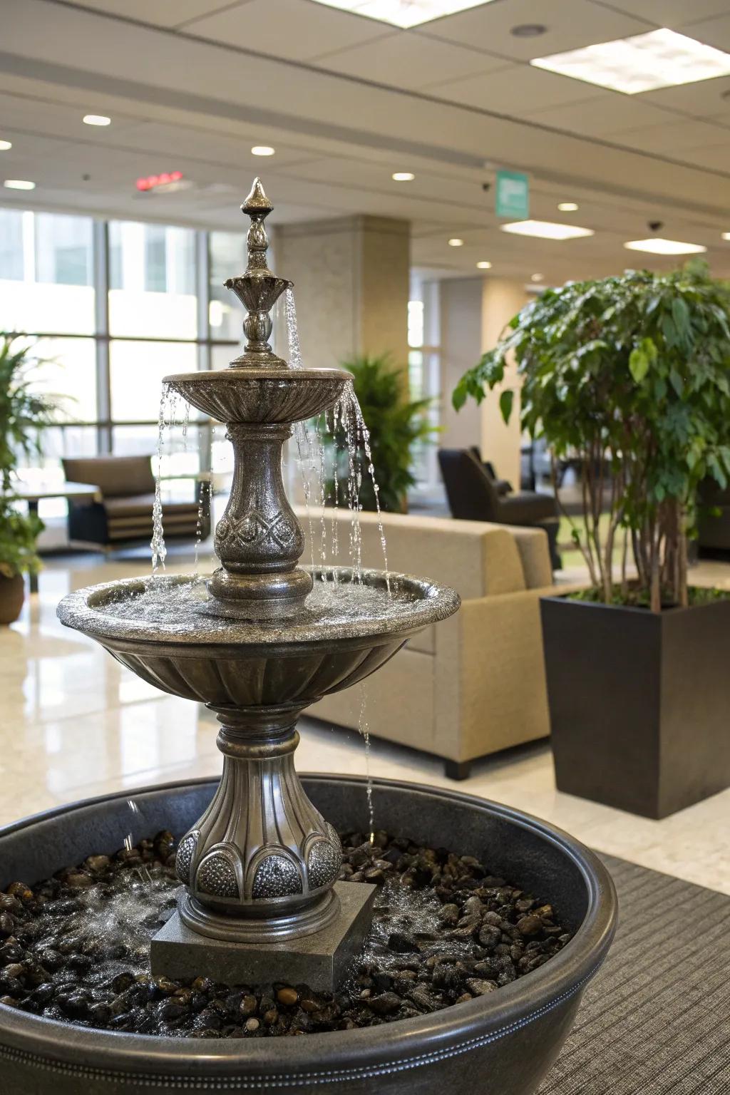 Sculptural fountains are both art and water feature.