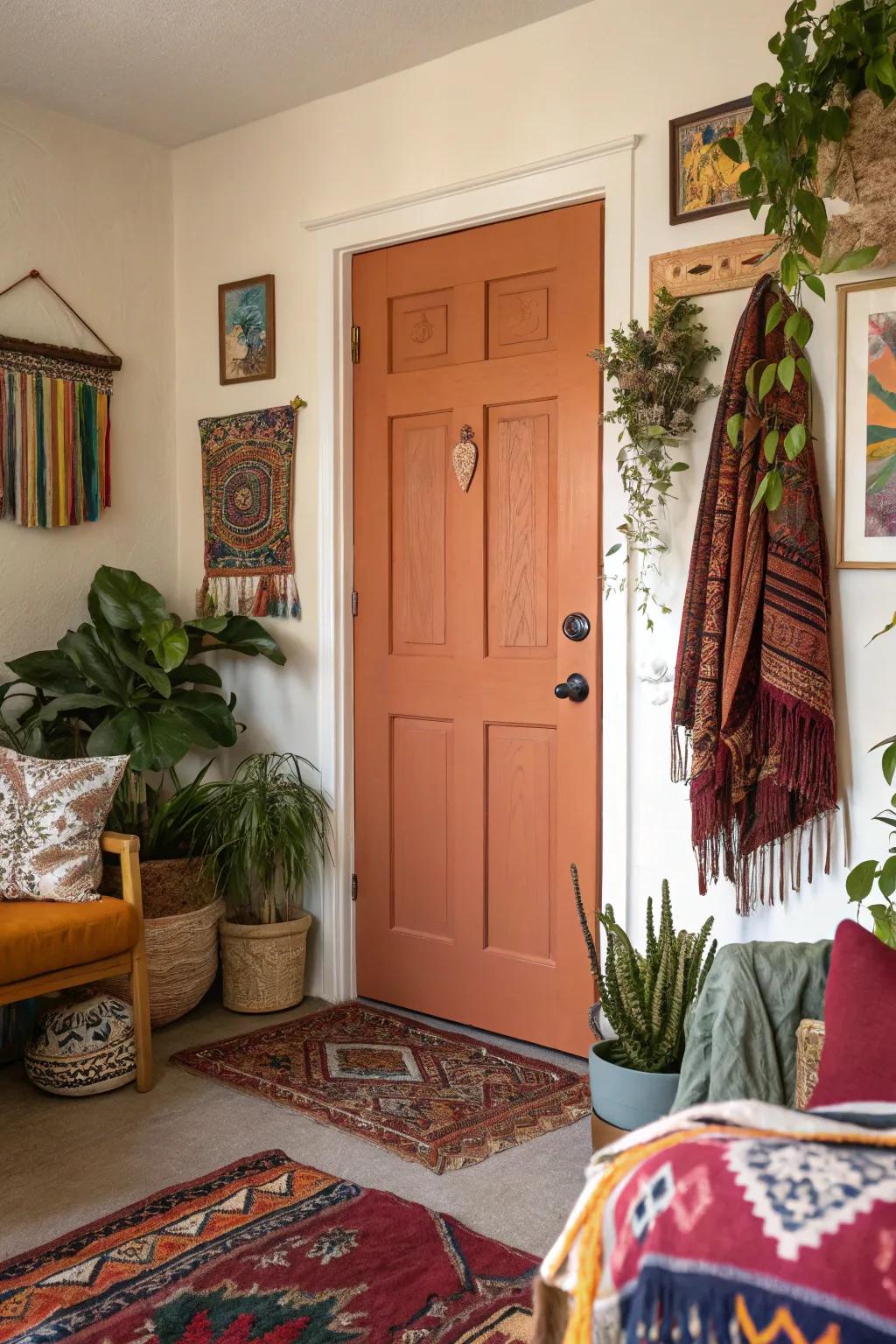 Terracotta doors that exude warmth and coziness.