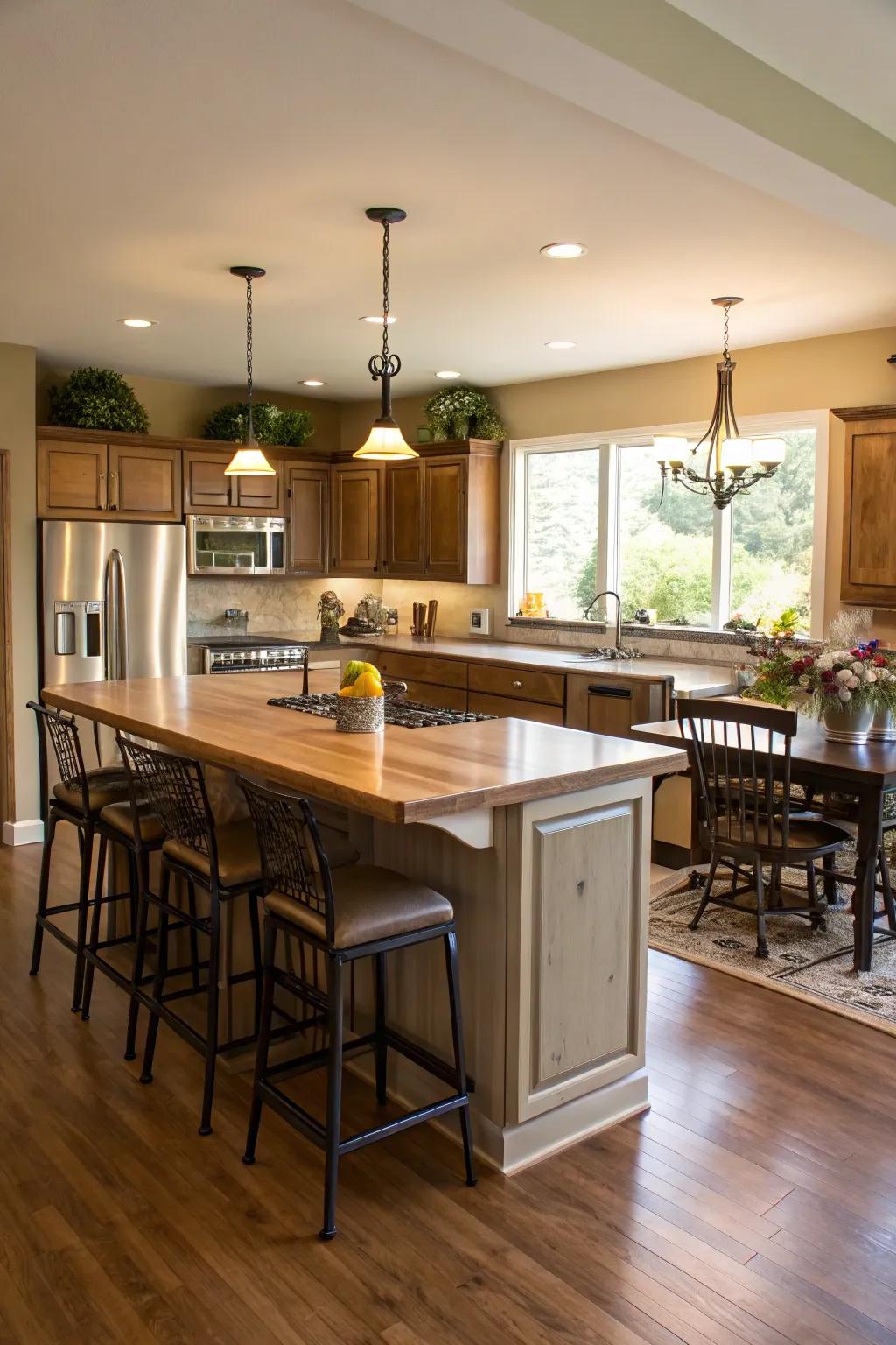 Integrated dining areas enhance communal living.