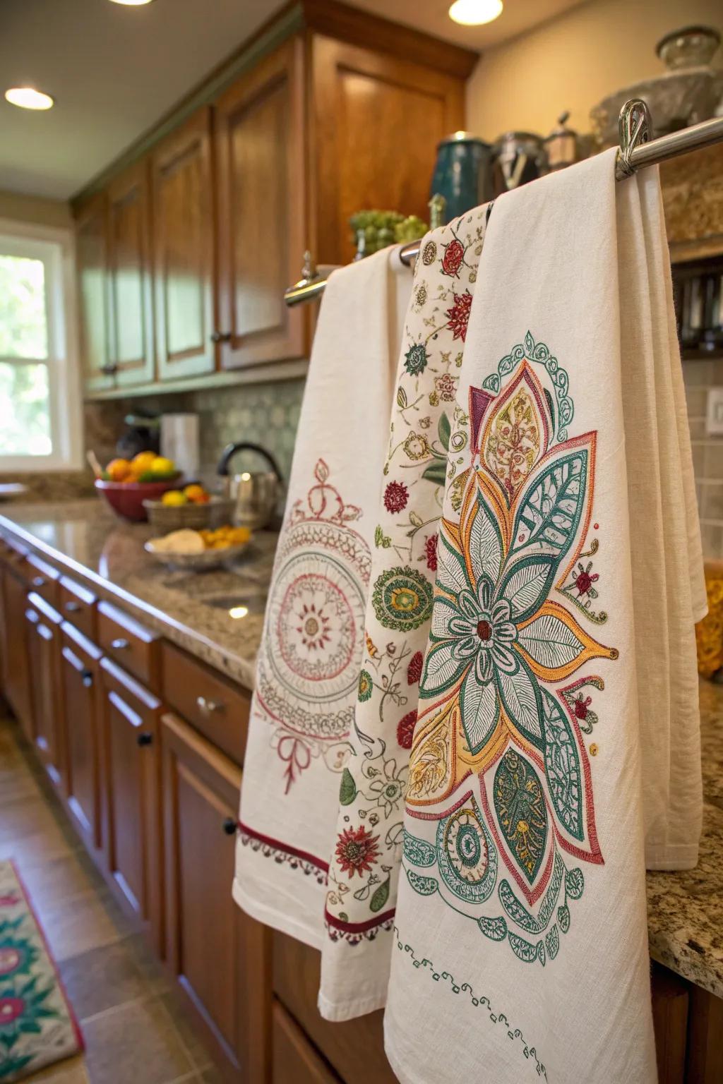 Personalized towels add a unique touch to your kitchen.